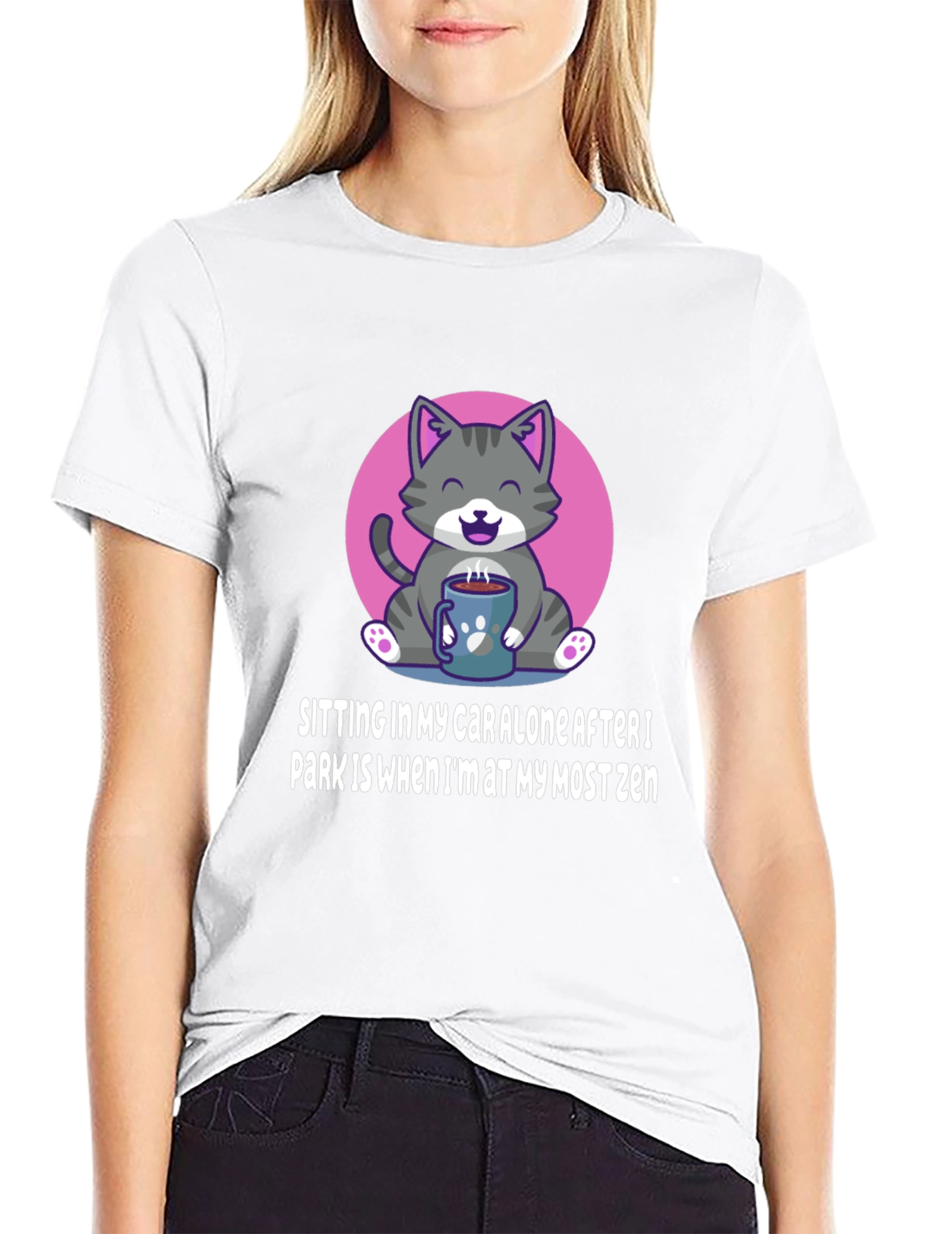 Zen Cat Car T-Shirt - Funny Slogan Tee