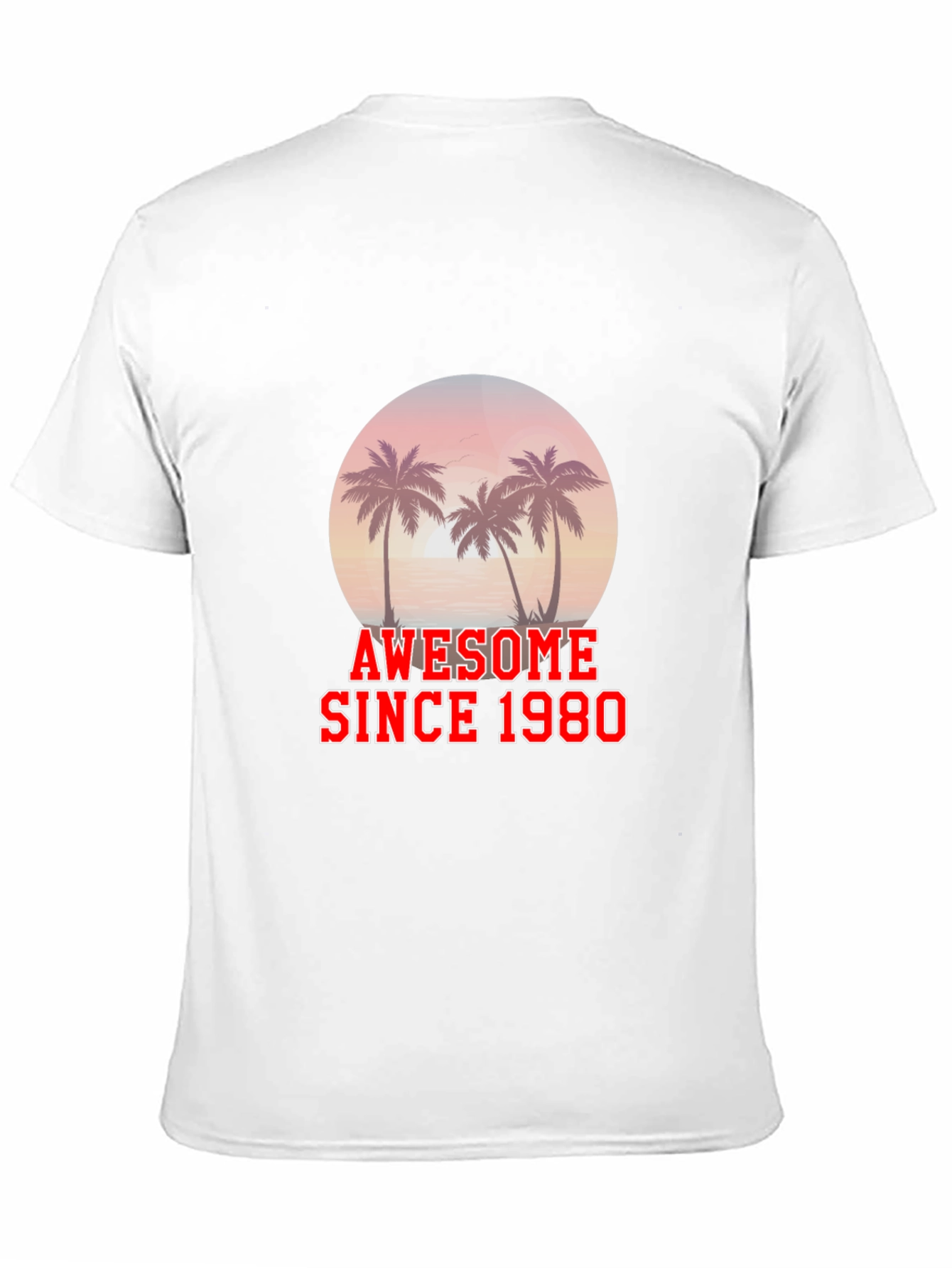 Awesome Since 1980 T-Shirt Palm Tree Graphic Black Tee