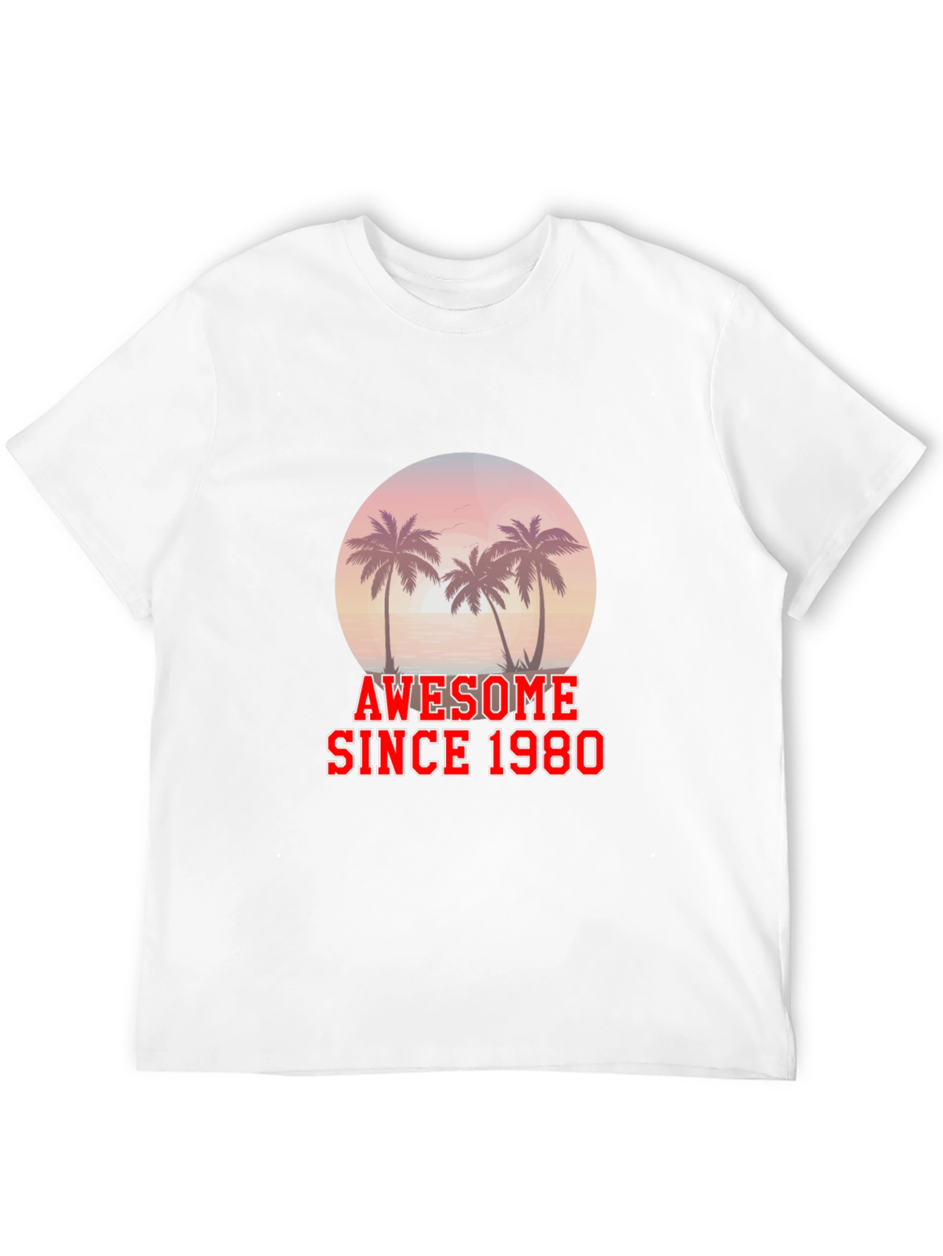 Awesome Since 1980 T-Shirt Palm Tree Graphic Black Tee