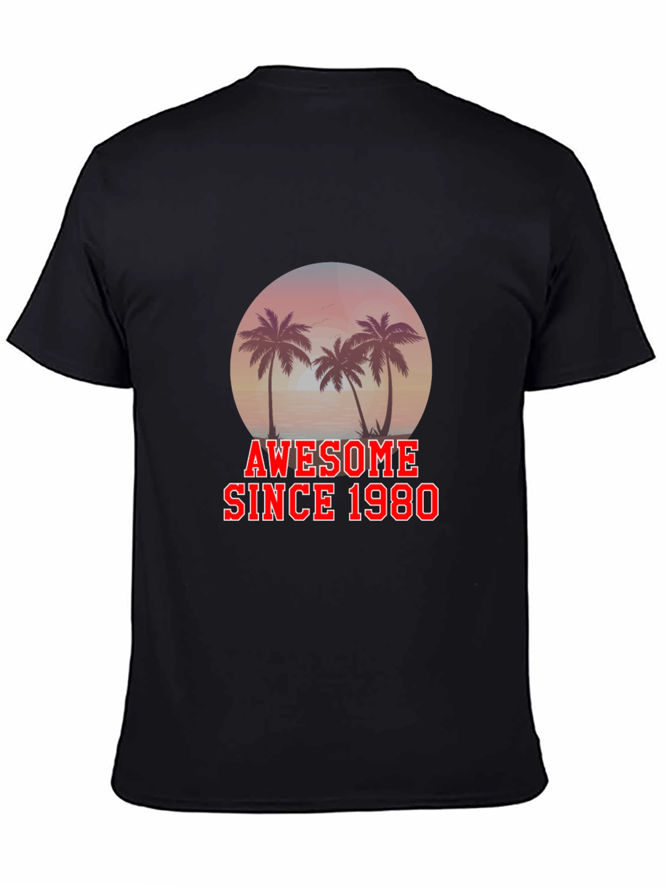 Awesome Since 1980 T-Shirt Palm Tree Graphic Black Tee