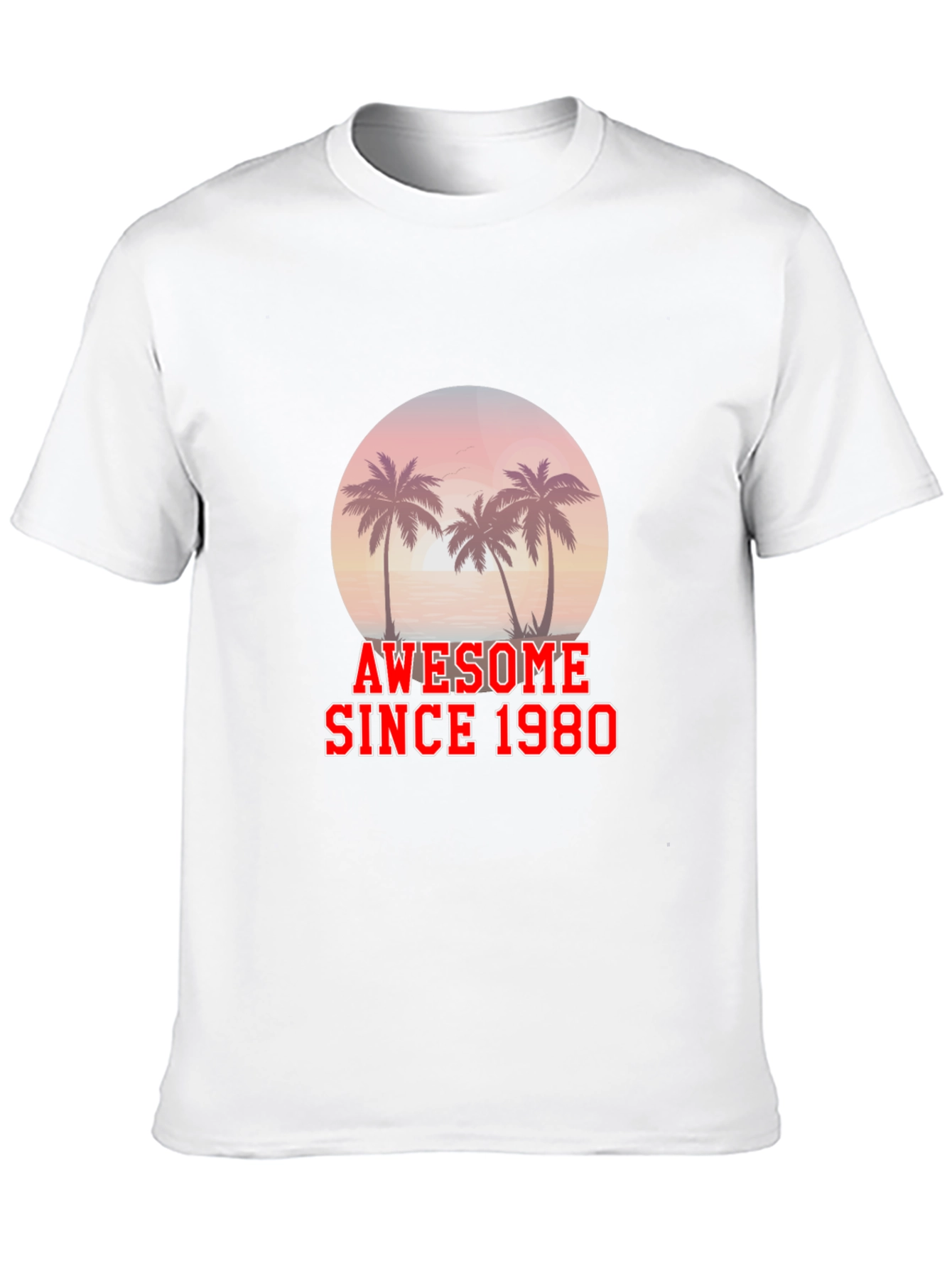 Awesome Since 1980 T-Shirt Palm Tree Graphic Black Tee
