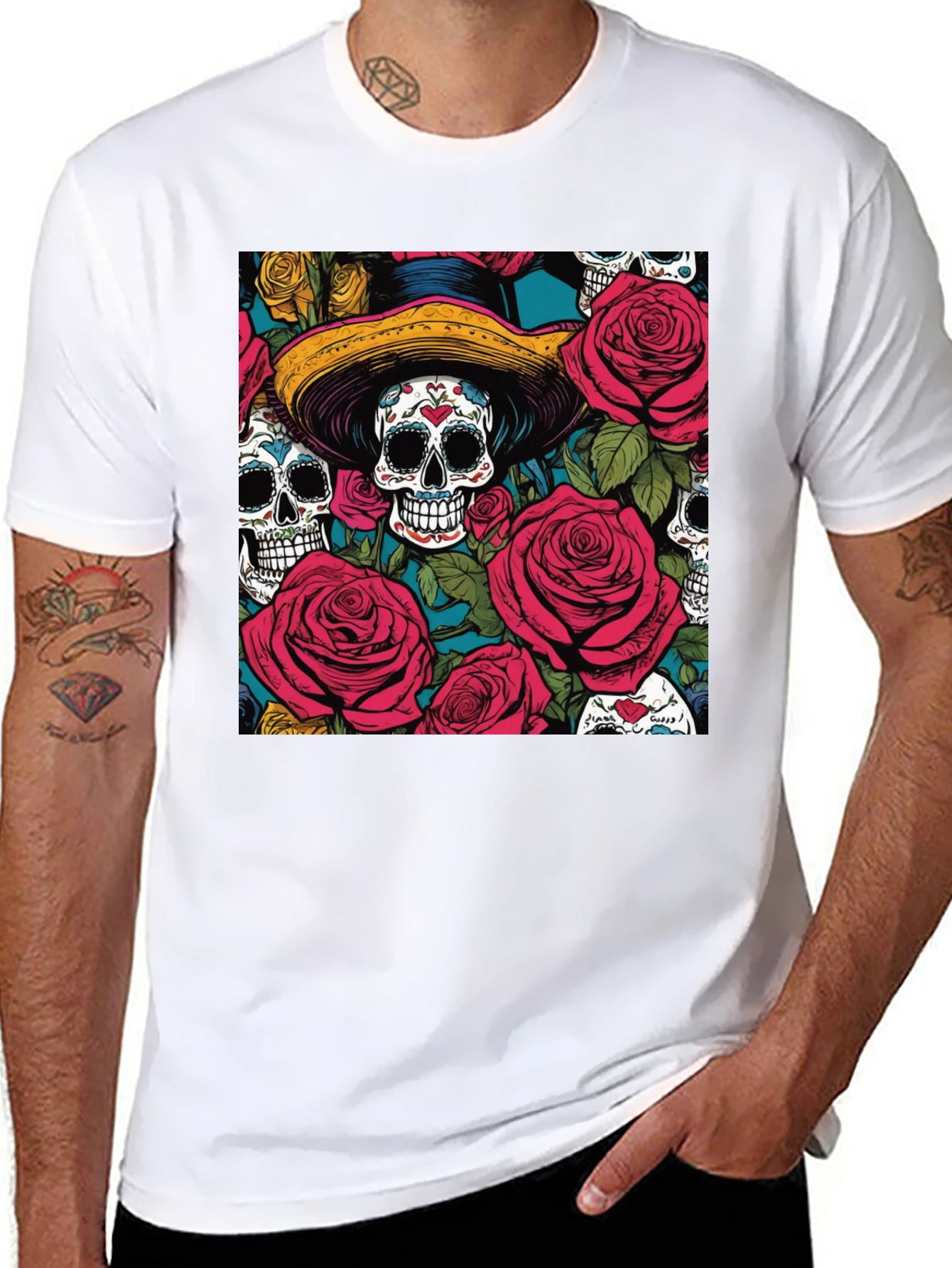 Sugar Skull & Roses Graphic Tee