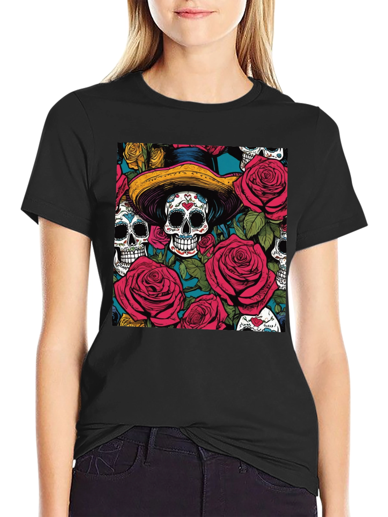 Sugar Skull & Roses Graphic Tee