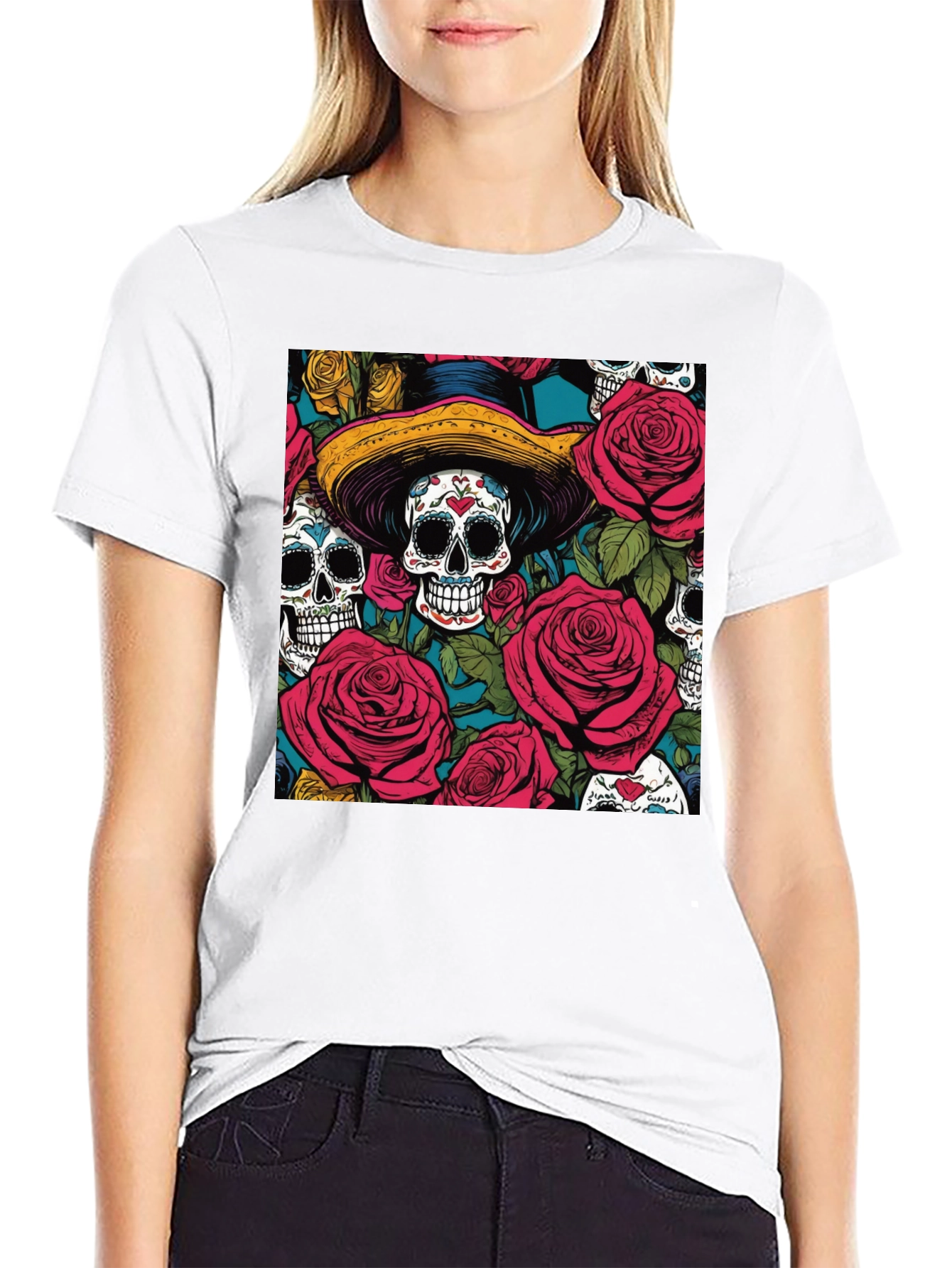 Sugar Skull & Roses Graphic Tee
