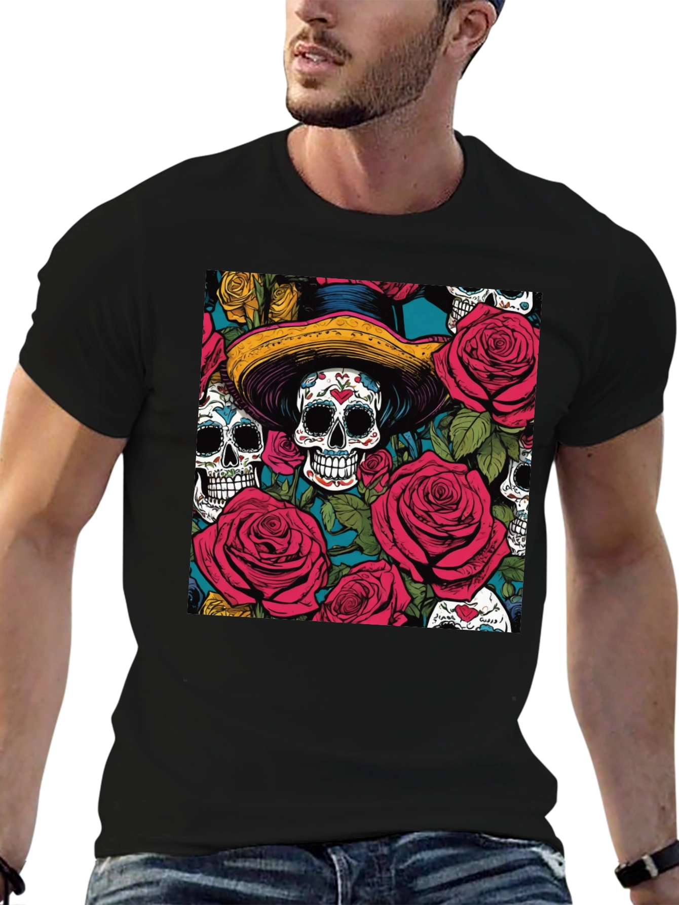Sugar Skull & Roses Graphic Tee