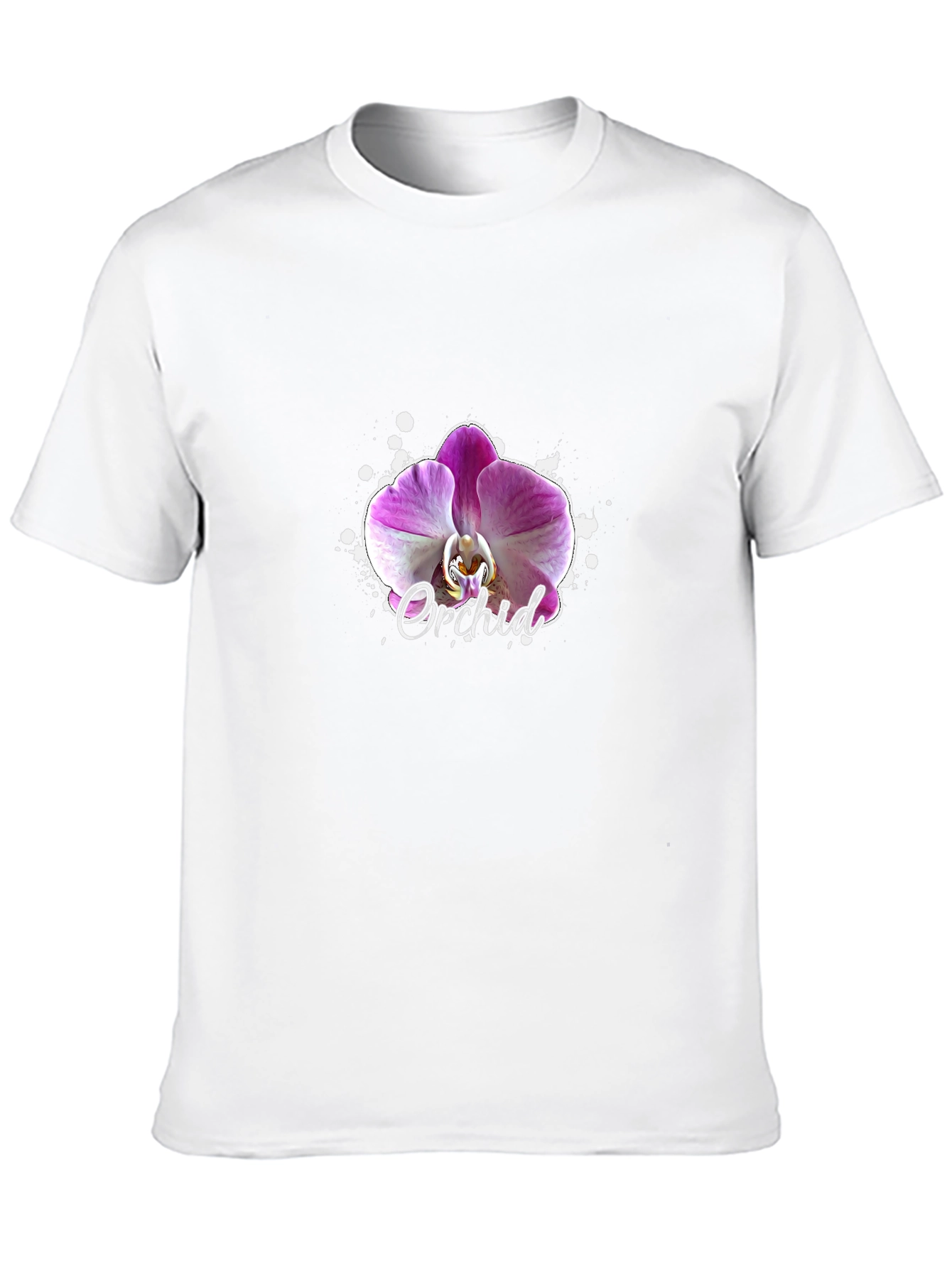 Orchid Flower Graphic Black T-Shirt