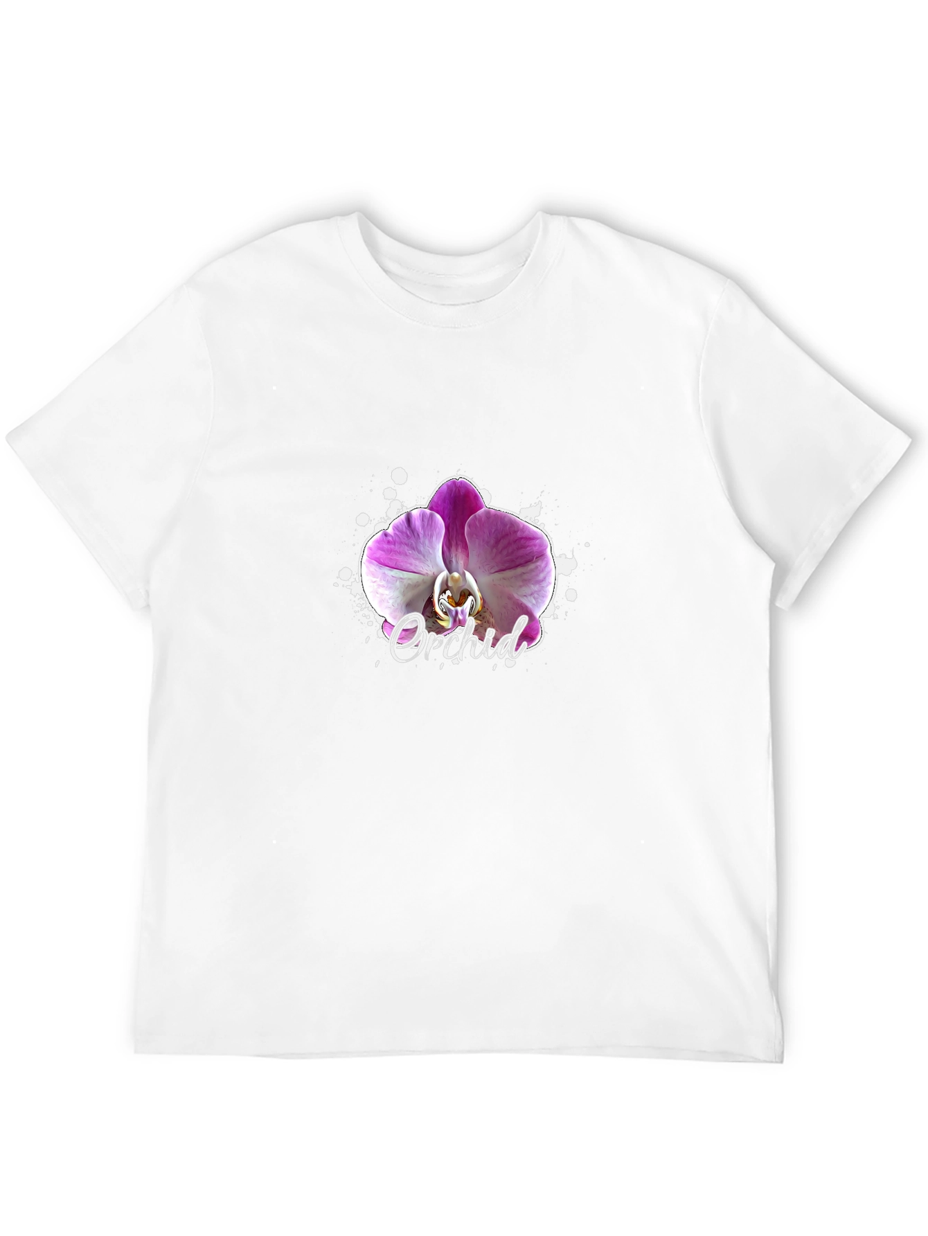 Orchid Flower Graphic Black T-Shirt