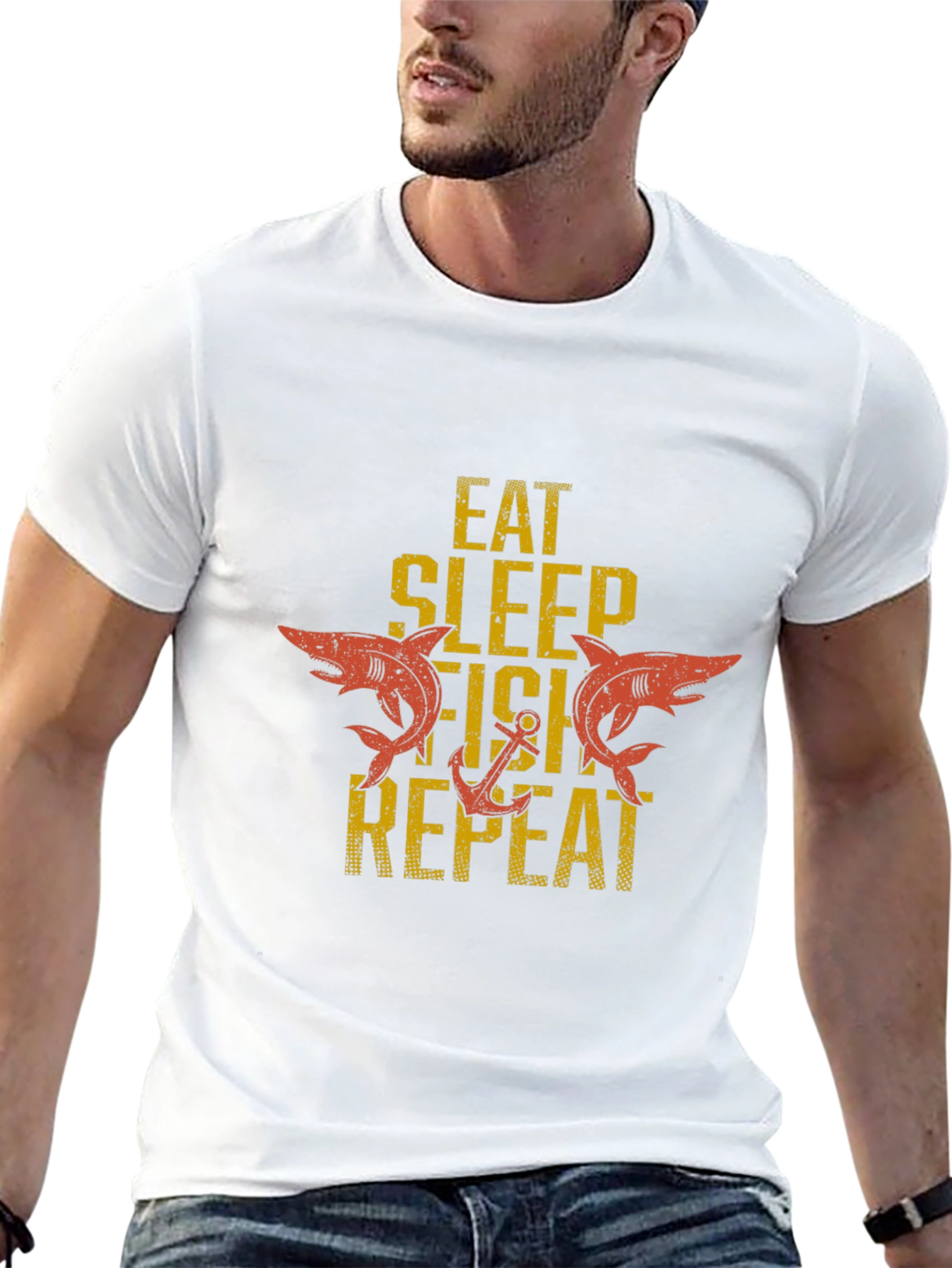 Eat Sleep Fish Repeat Graphic T-Shirt