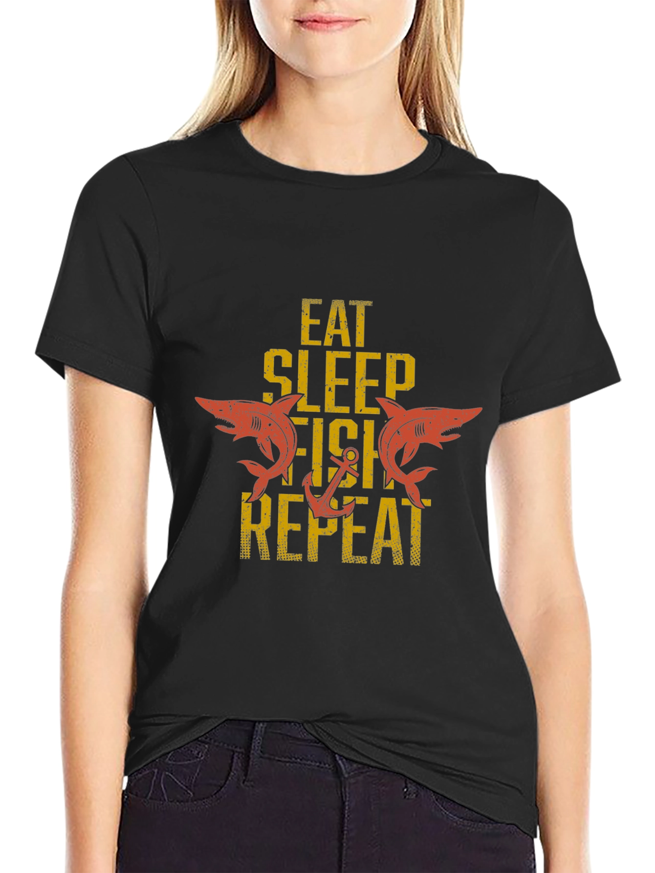 Eat Sleep Fish Repeat Graphic T-Shirt