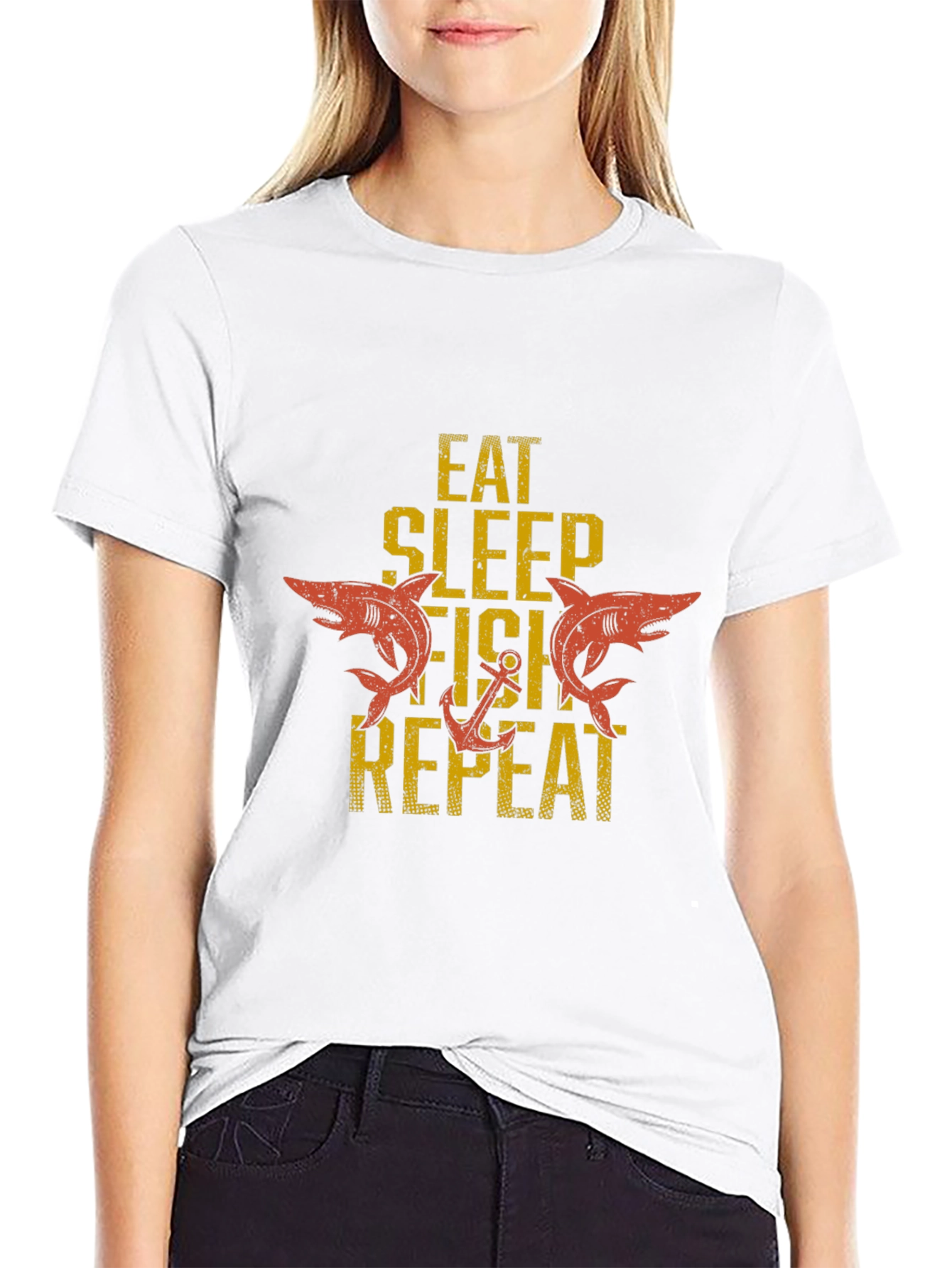Eat Sleep Fish Repeat Graphic T-Shirt
