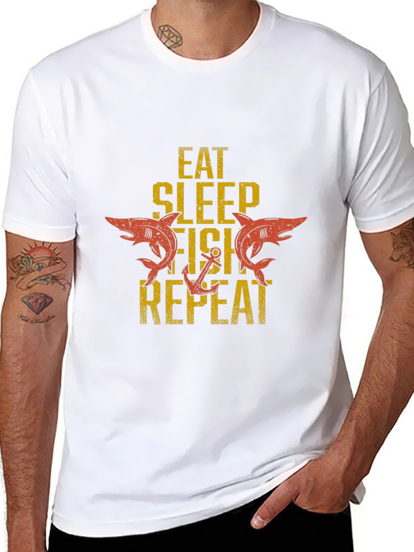 Eat Sleep Fish Repeat Graphic T-Shirt