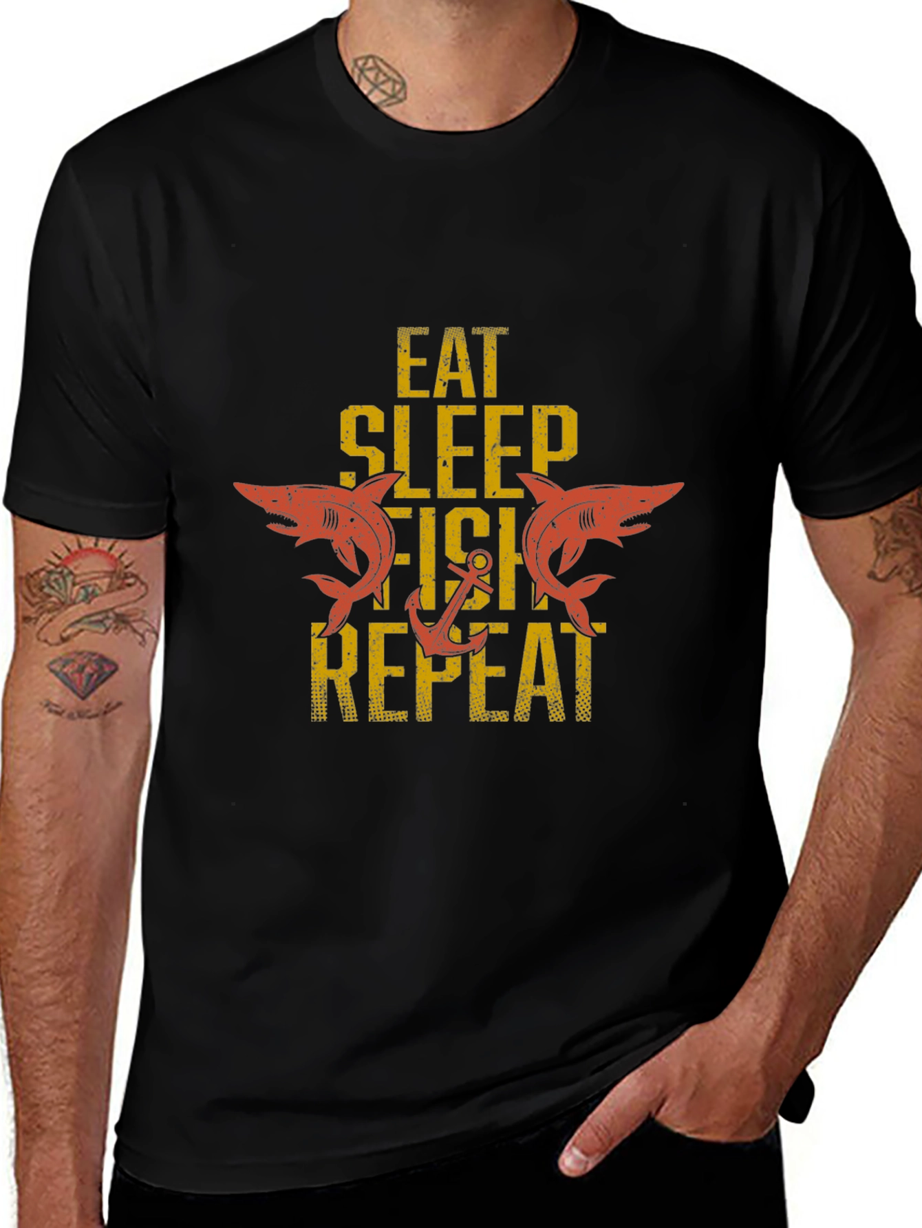 Eat Sleep Fish Repeat Graphic T-Shirt