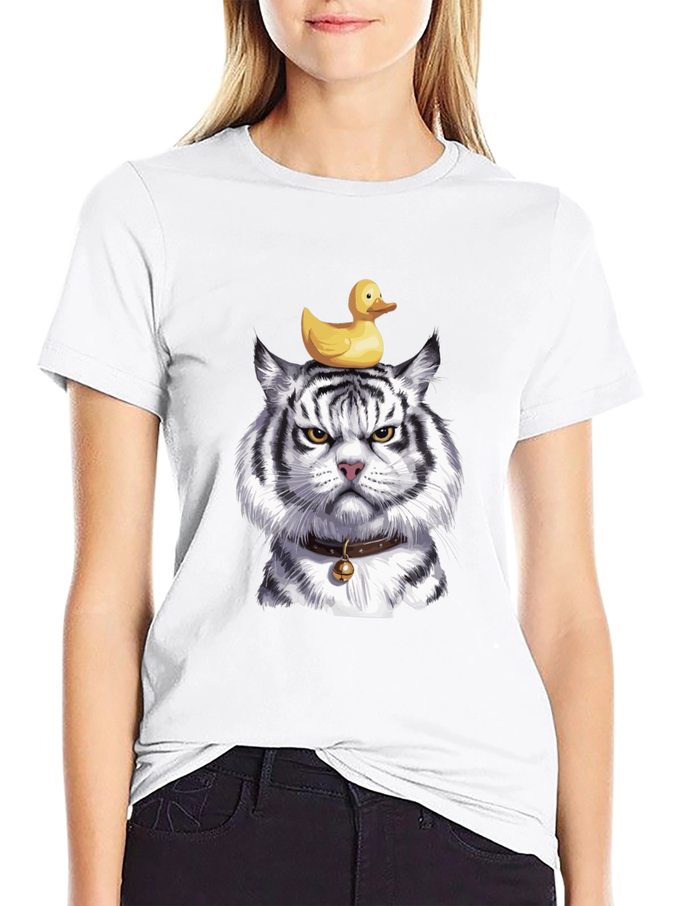 Tiger with Duck on Head Graphic Tee