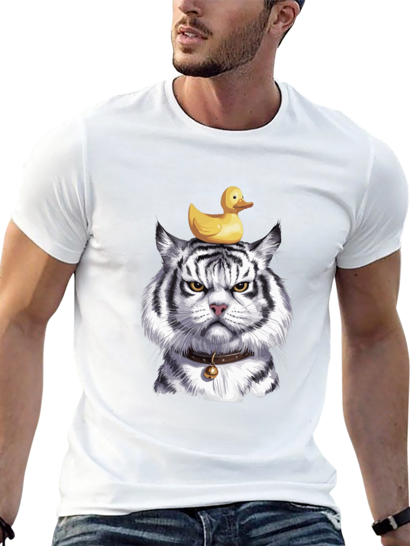 Tiger with Duck on Head Graphic Tee