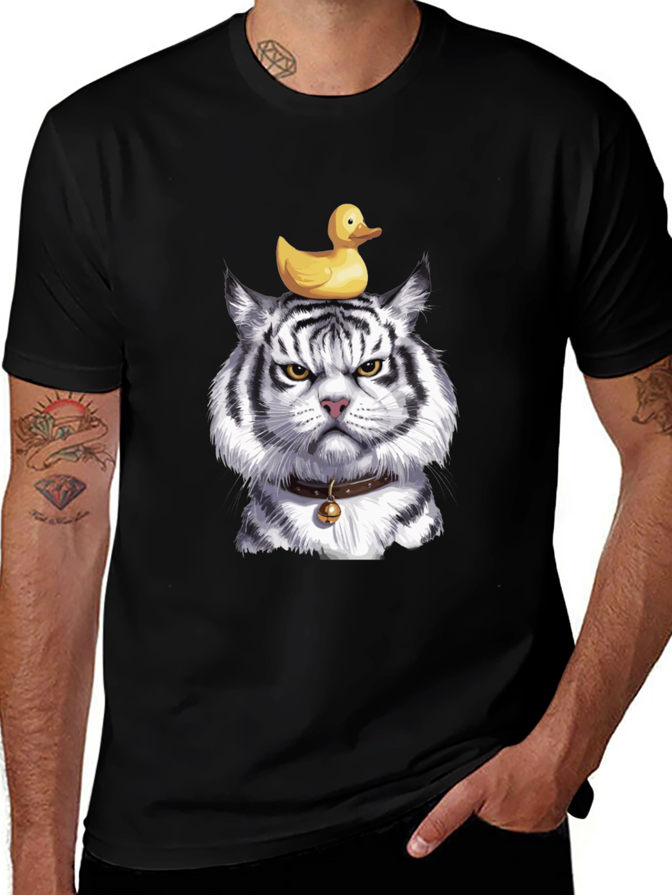 Tiger with Duck on Head Graphic Tee