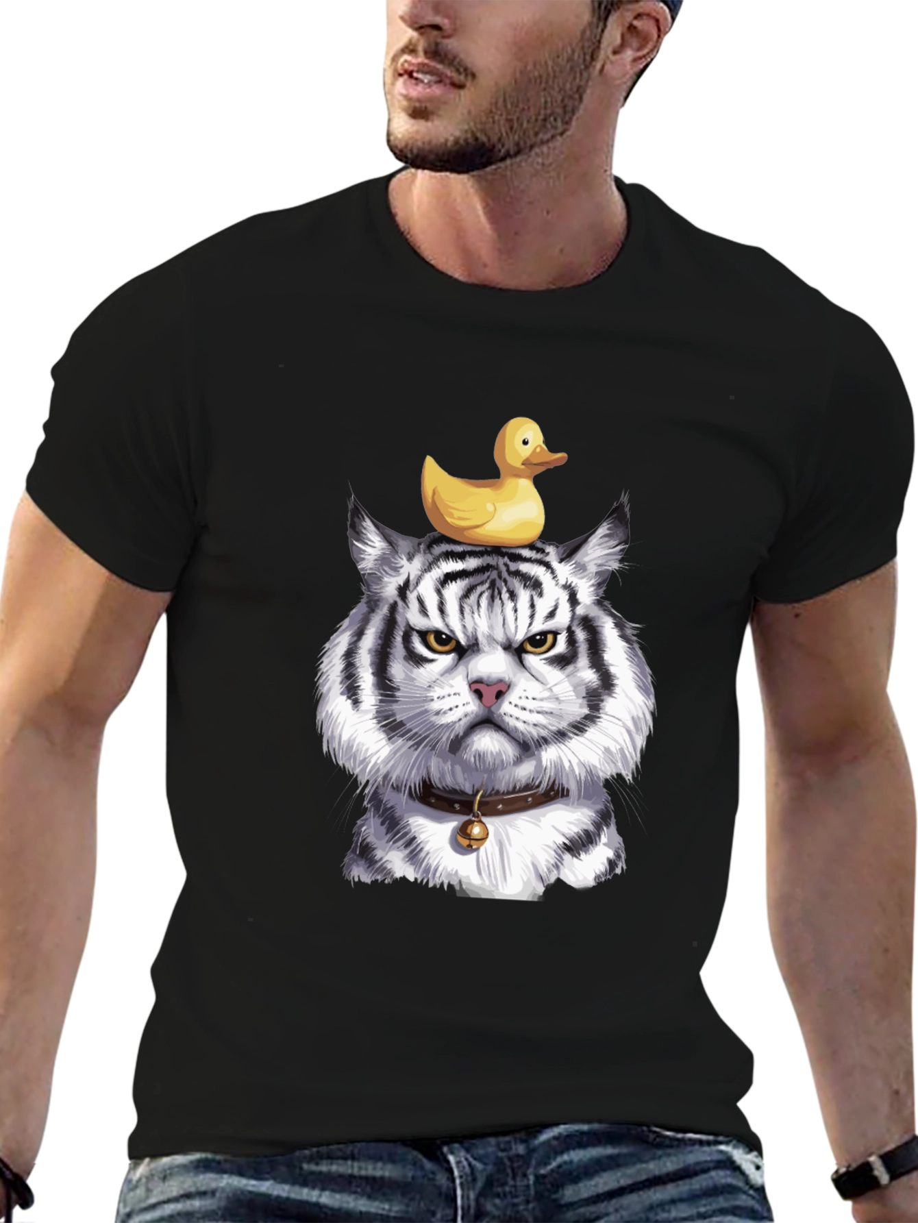 Tiger with Duck on Head Graphic Tee