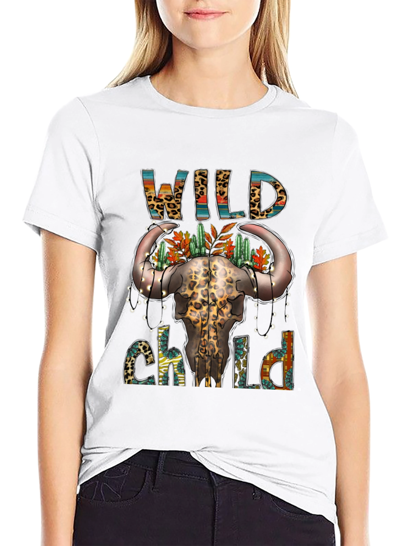 Wild Child Bull Skull Graphic Tee - Western Style