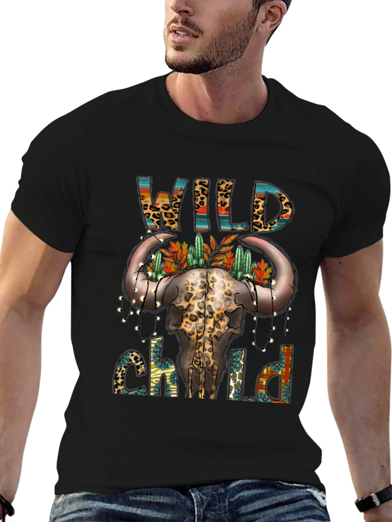 Wild Child Bull Skull Graphic Tee - Western Style