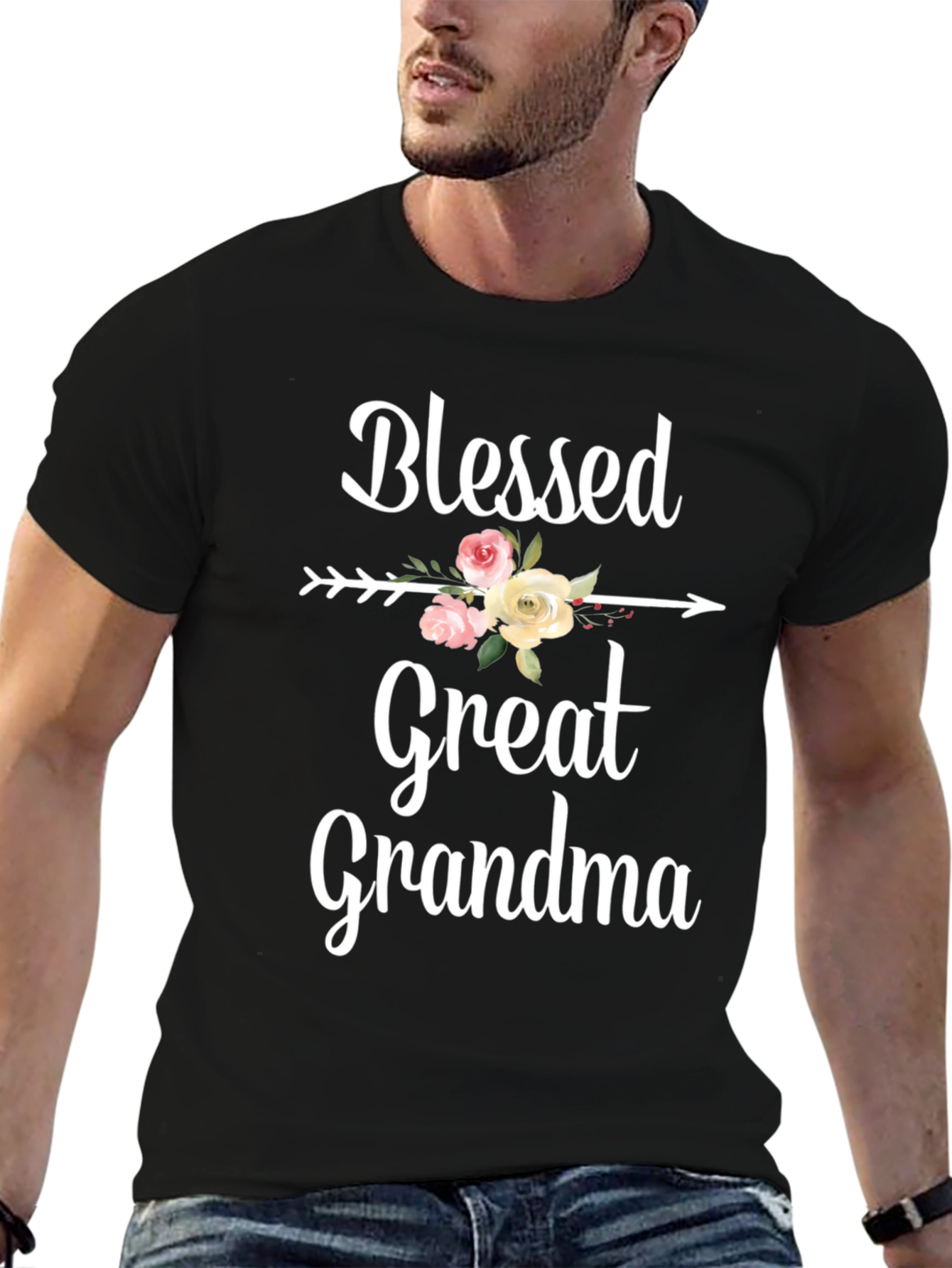Blessed Great Grandma Floral Arrow Graphic Tee