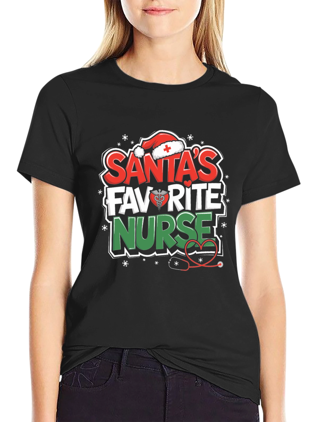 Santas Favorite Nurse T-Shirt - Holiday Medical Apparel