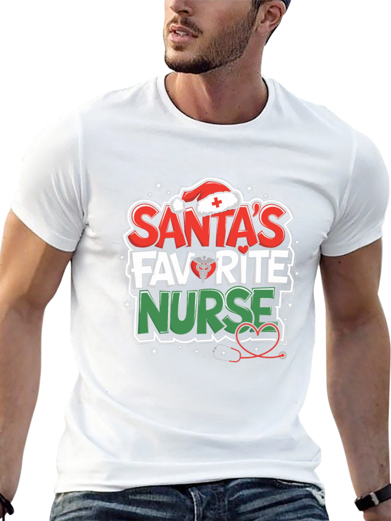 Santas Favorite Nurse T-Shirt - Holiday Medical Apparel