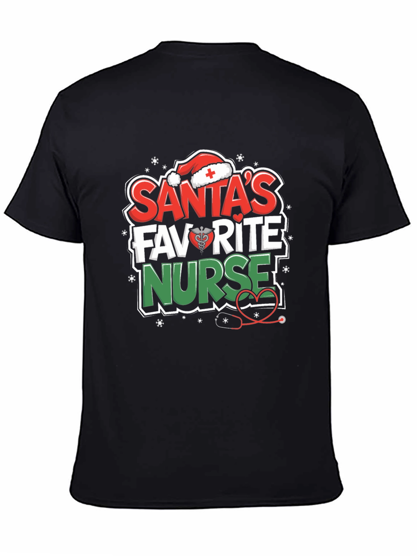 Santas Favorite Nurse T-Shirt - Holiday Medical Apparel