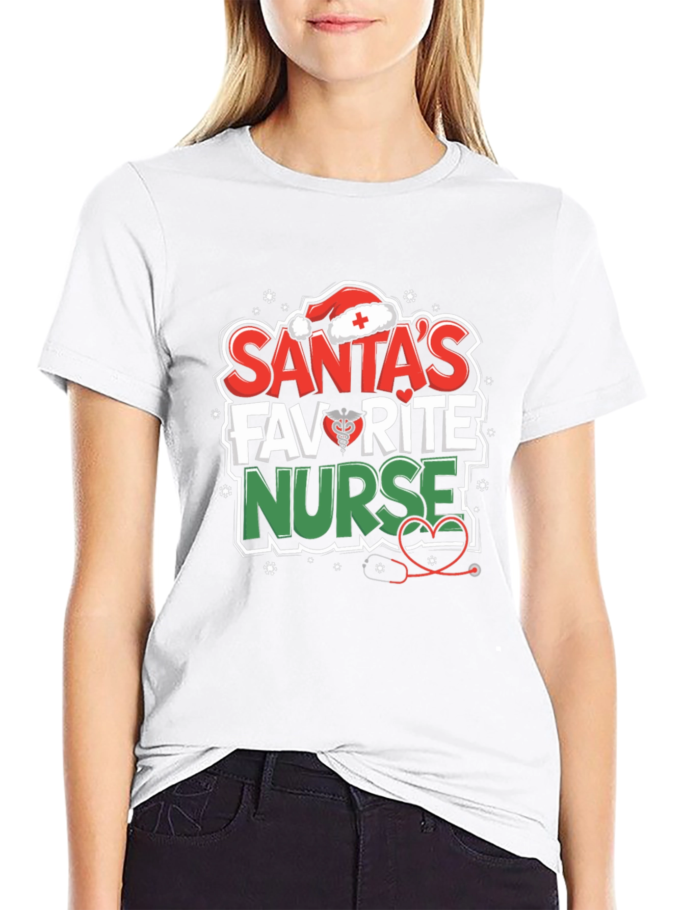 Santas Favorite Nurse T-Shirt - Holiday Medical Apparel