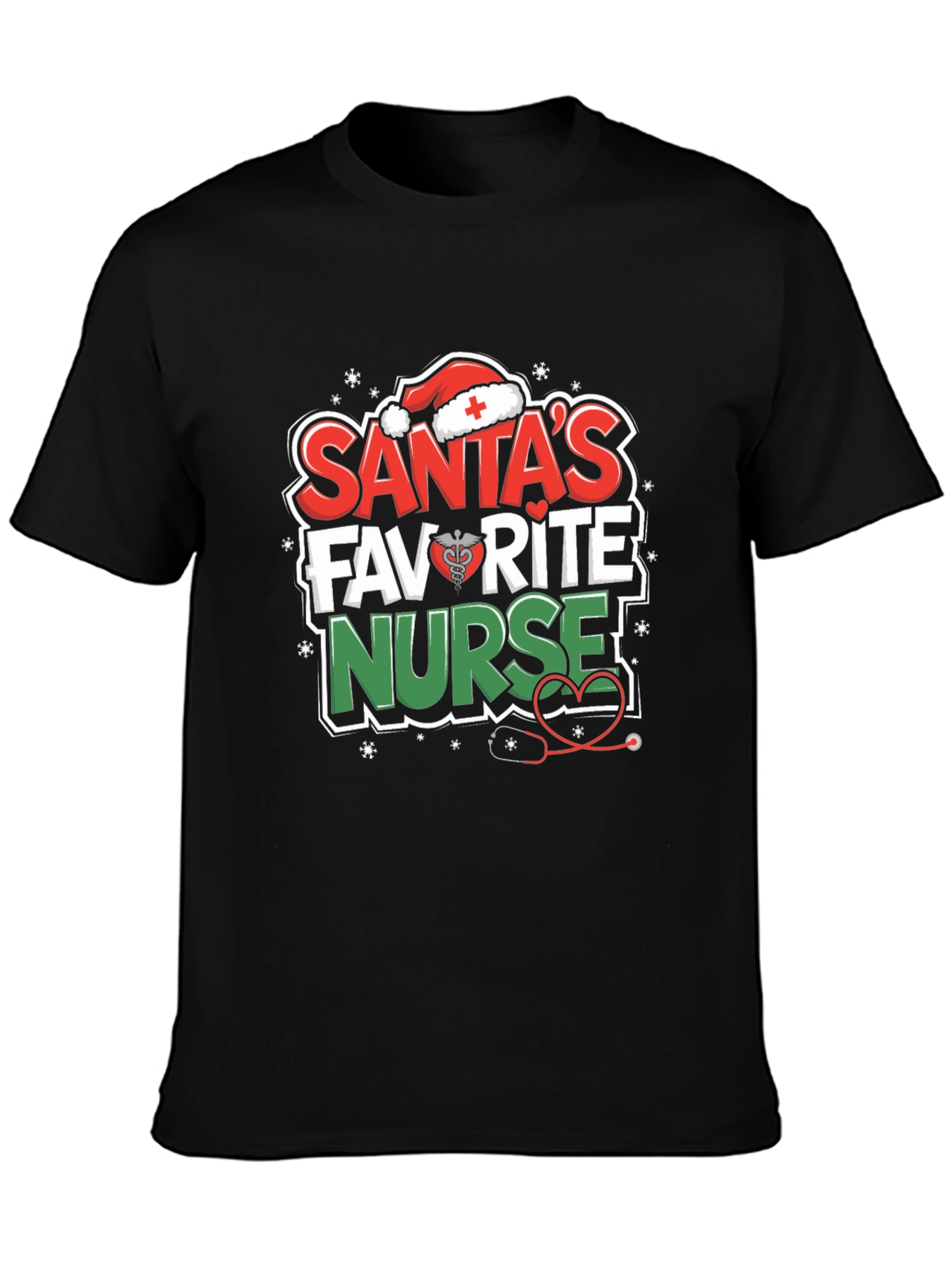 Santas Favorite Nurse T-Shirt - Holiday Medical Apparel