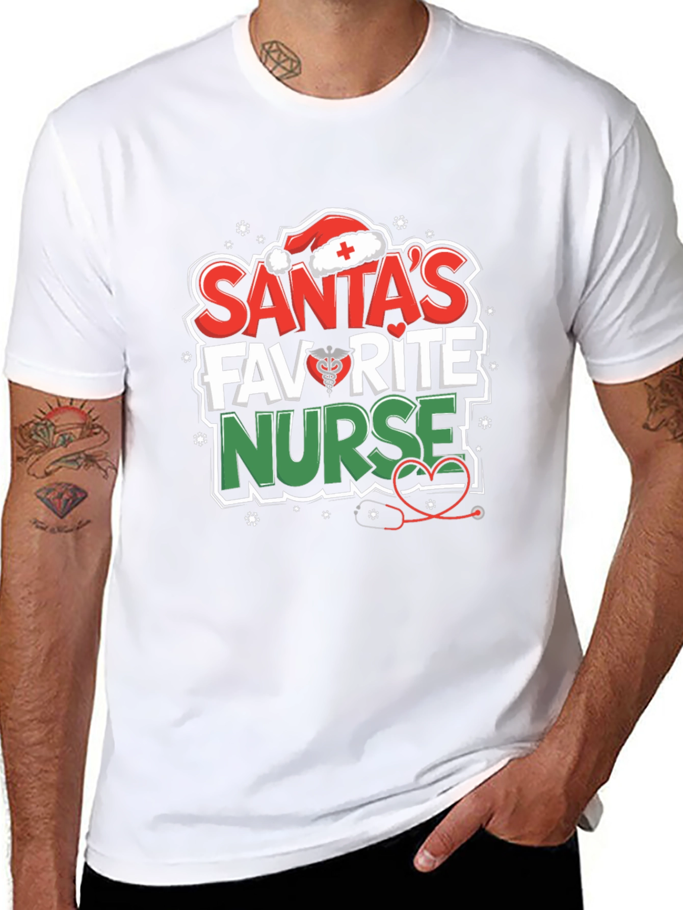 Santas Favorite Nurse T-Shirt - Holiday Medical Apparel