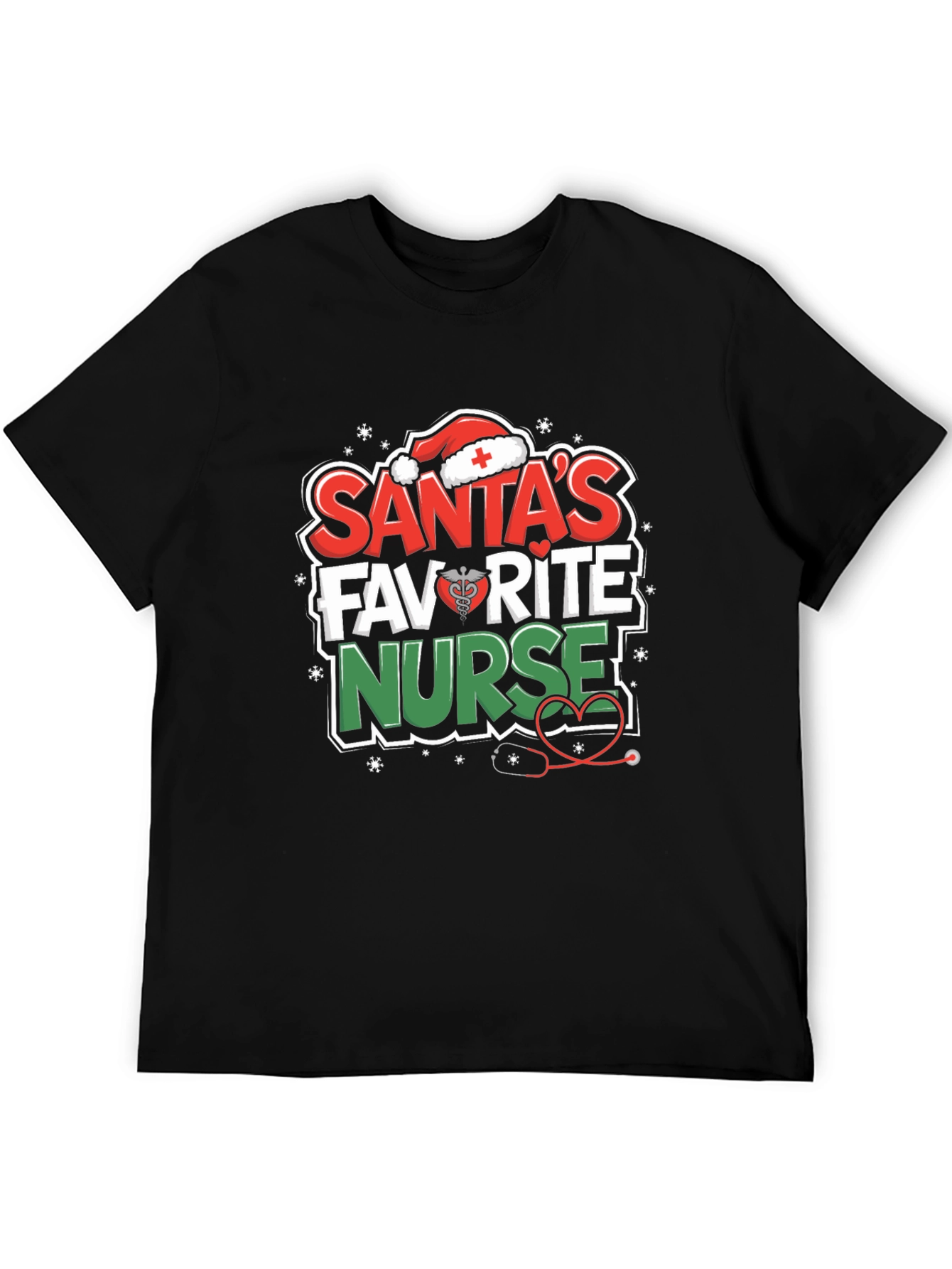 Santas Favorite Nurse T-Shirt - Holiday Medical Apparel