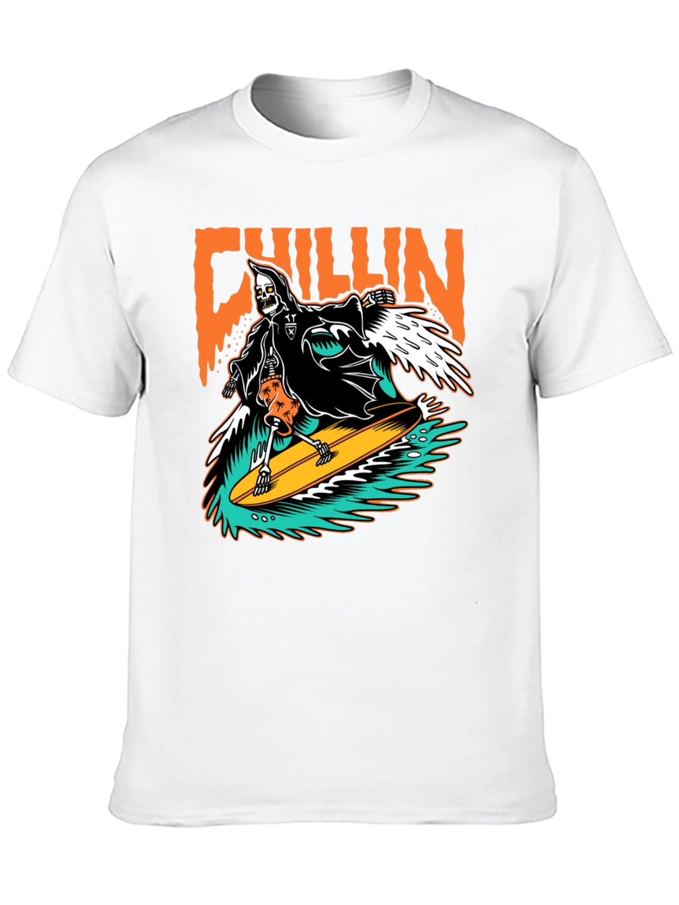 Chillin Grim Reaper Surfing T-Shirt