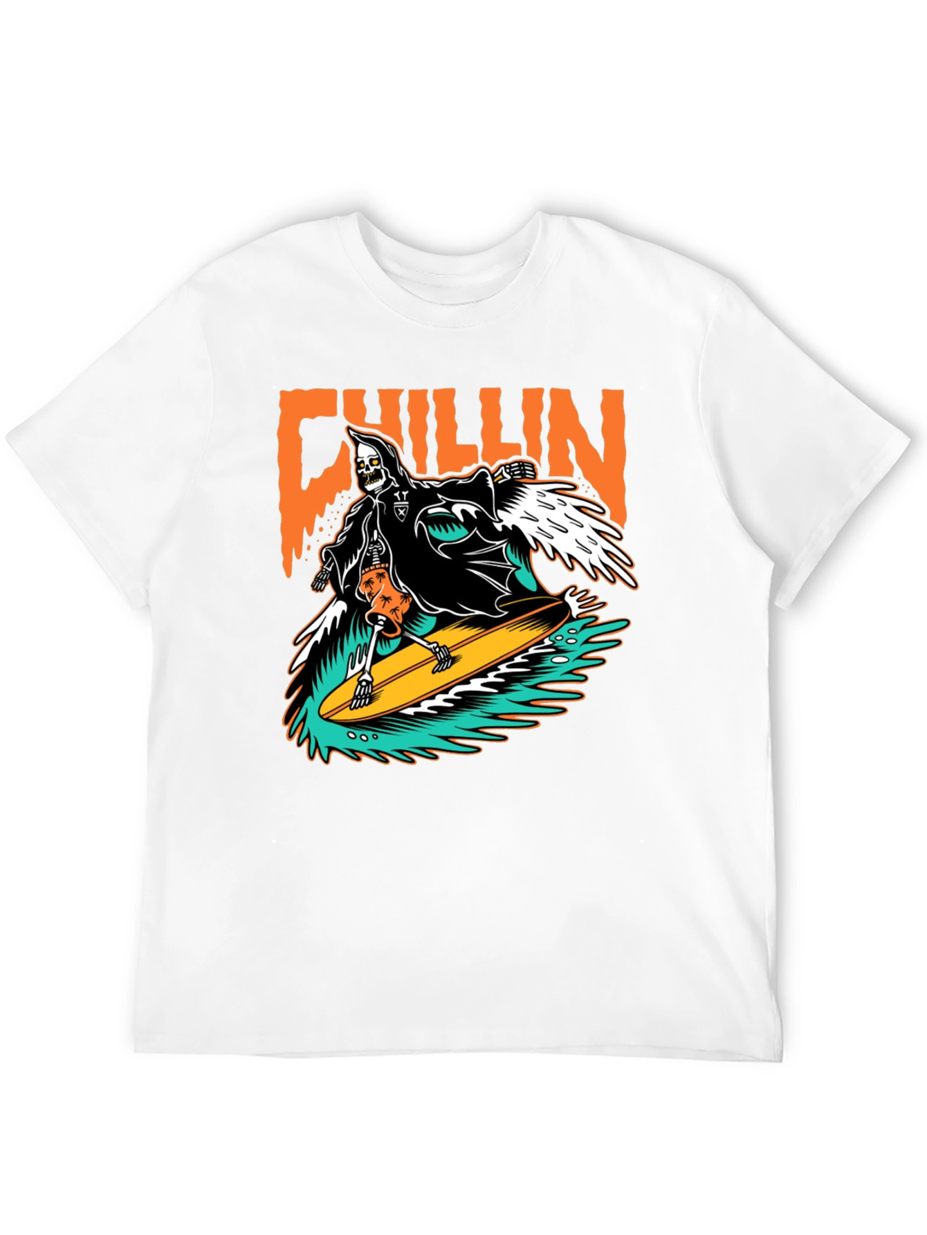 Chillin Grim Reaper Surfing T-Shirt
