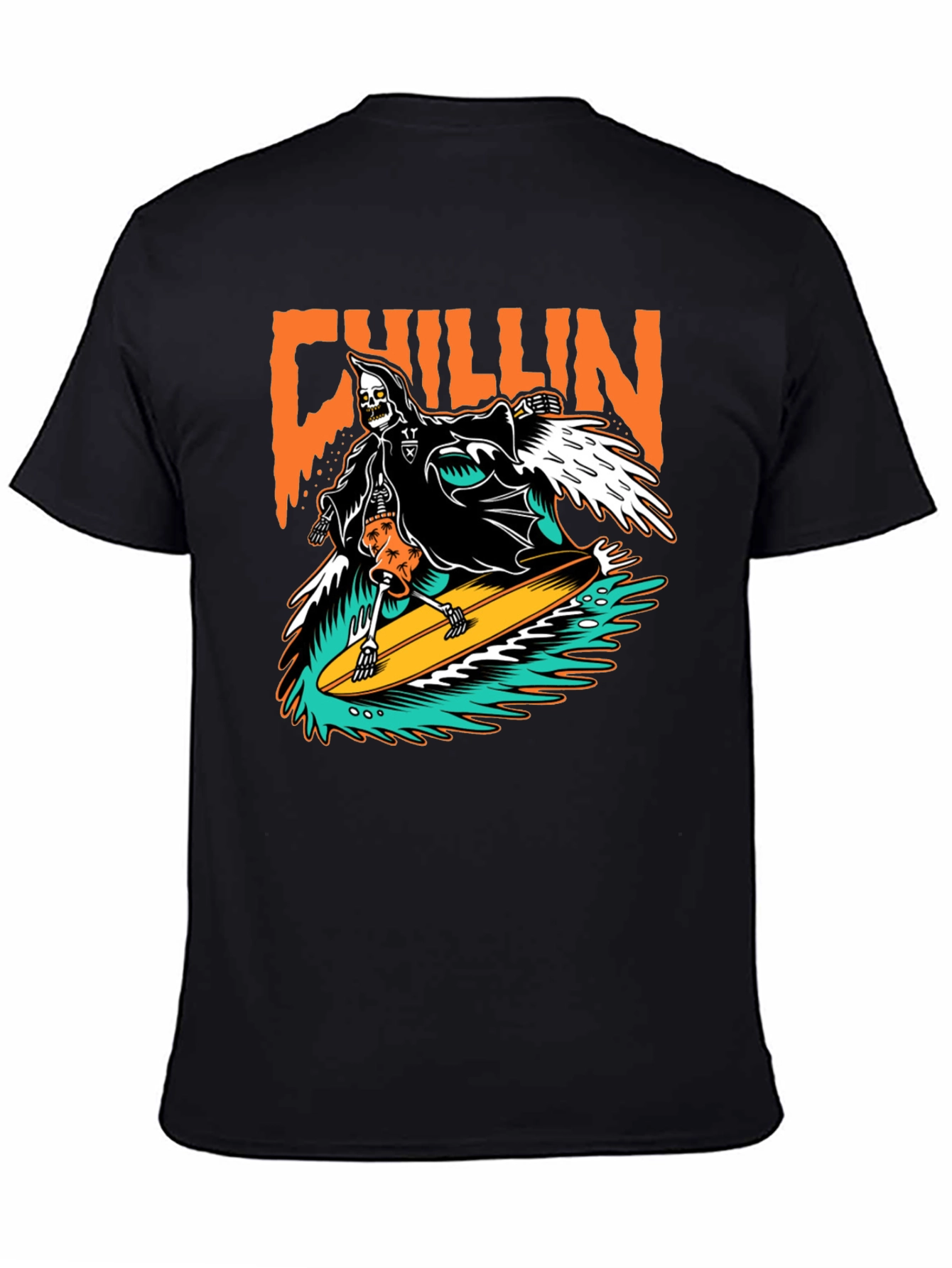 Chillin Grim Reaper Surfing T-Shirt