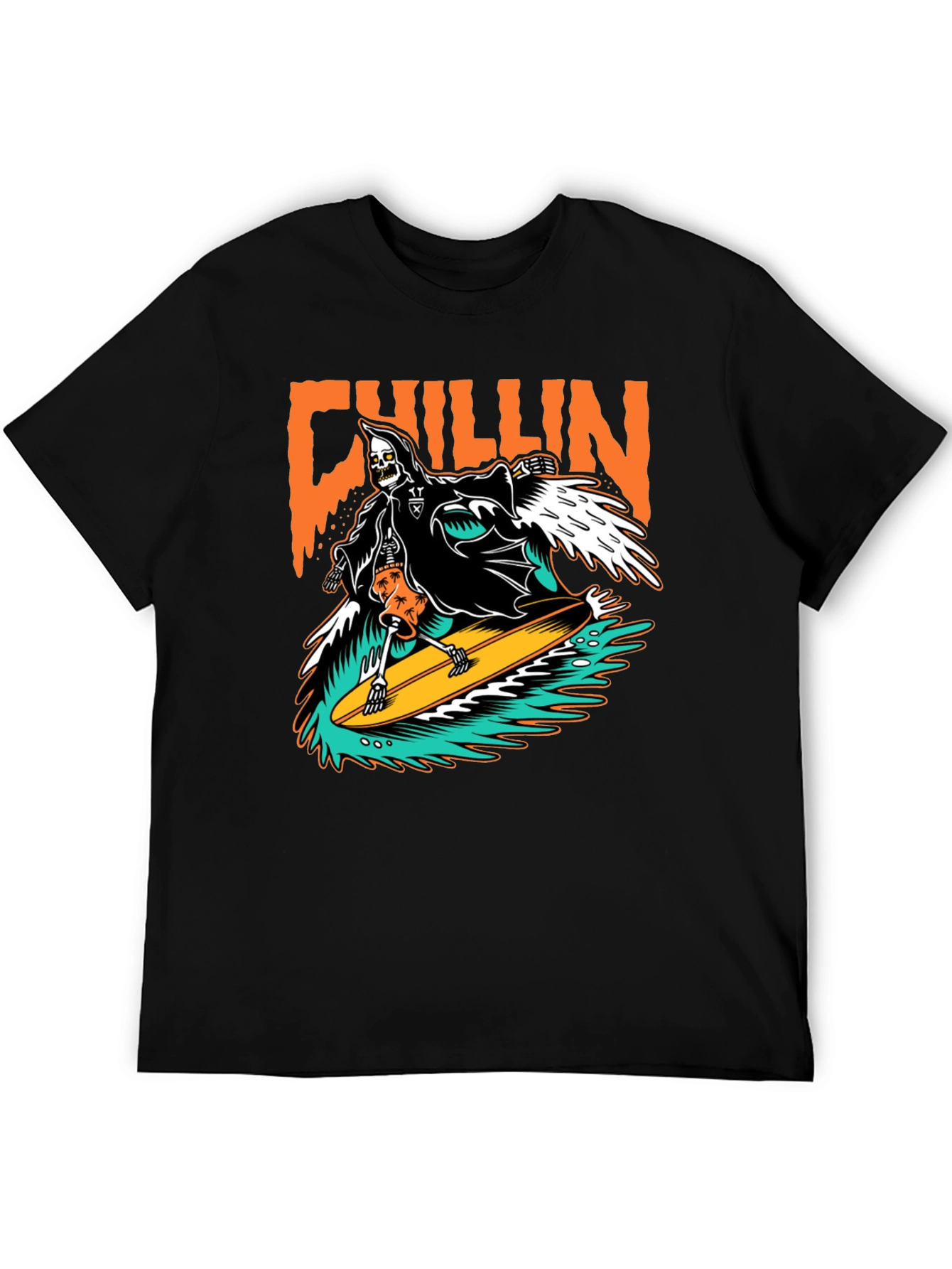 Chillin Grim Reaper Surfing T-Shirt