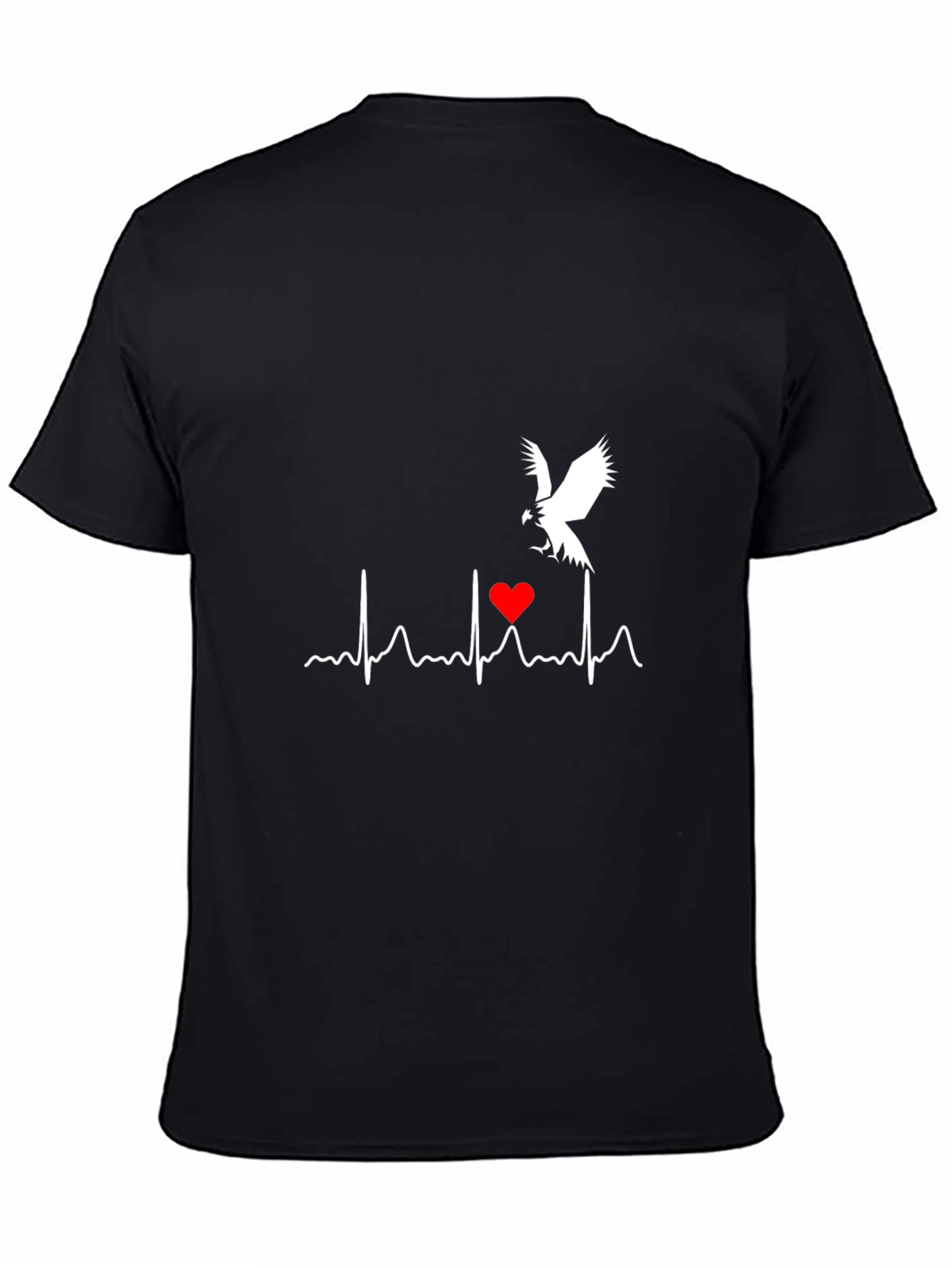 Heartbeat Eagle Graphic Tee - Black Cotton Blend