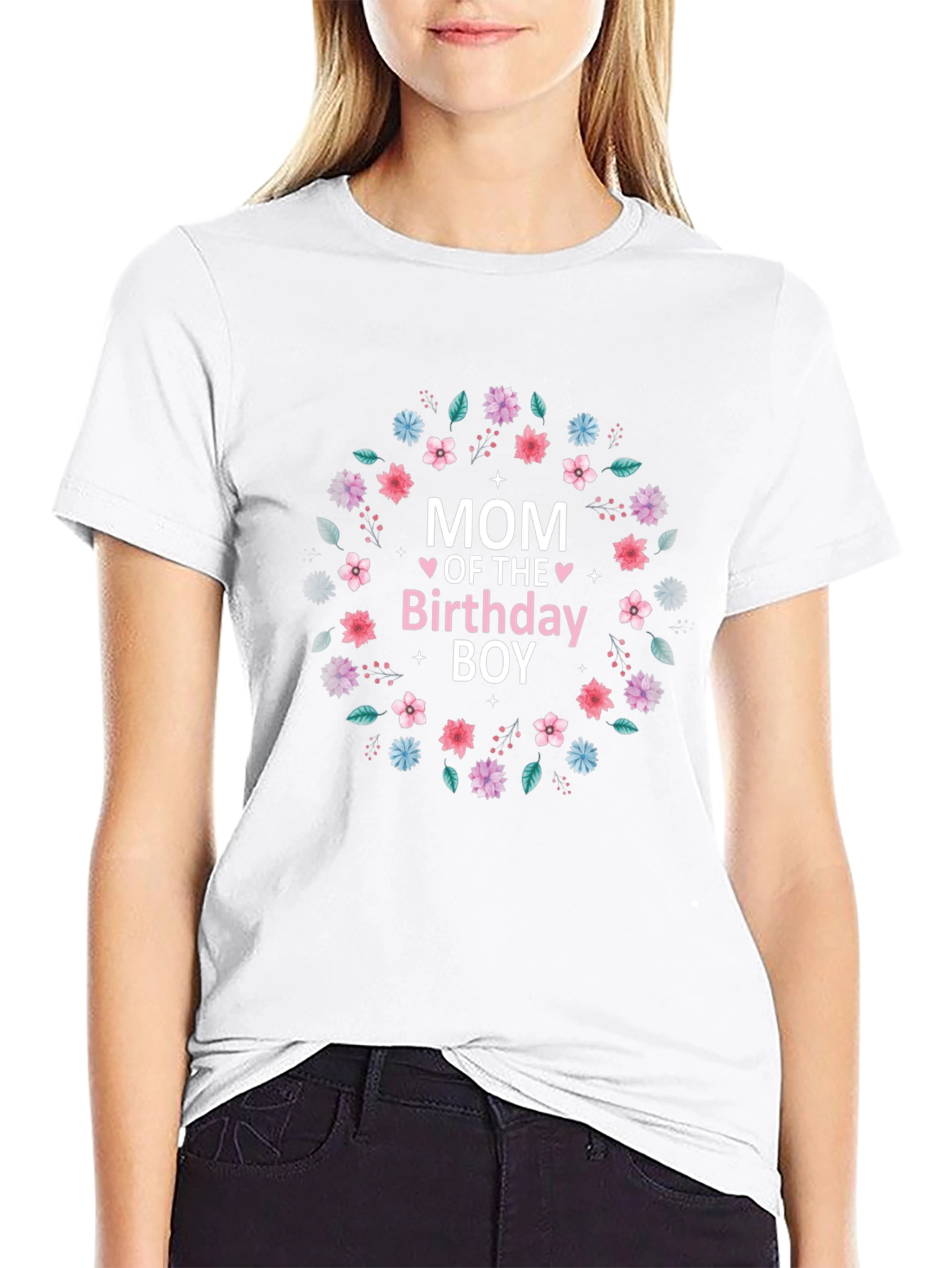 Mom of the Birthday Boy Floral T-Shirt
