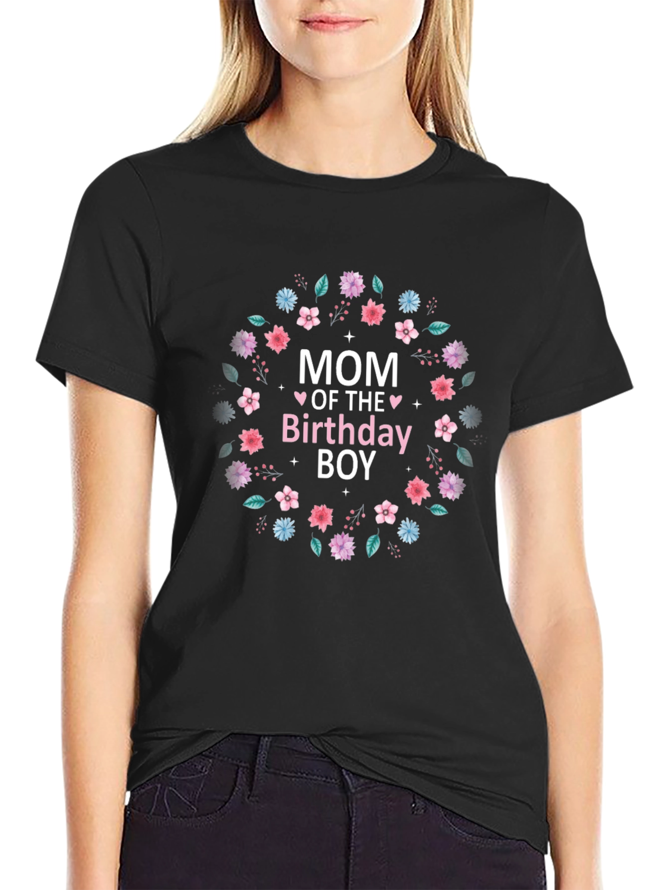Mom of the Birthday Boy Floral T-Shirt