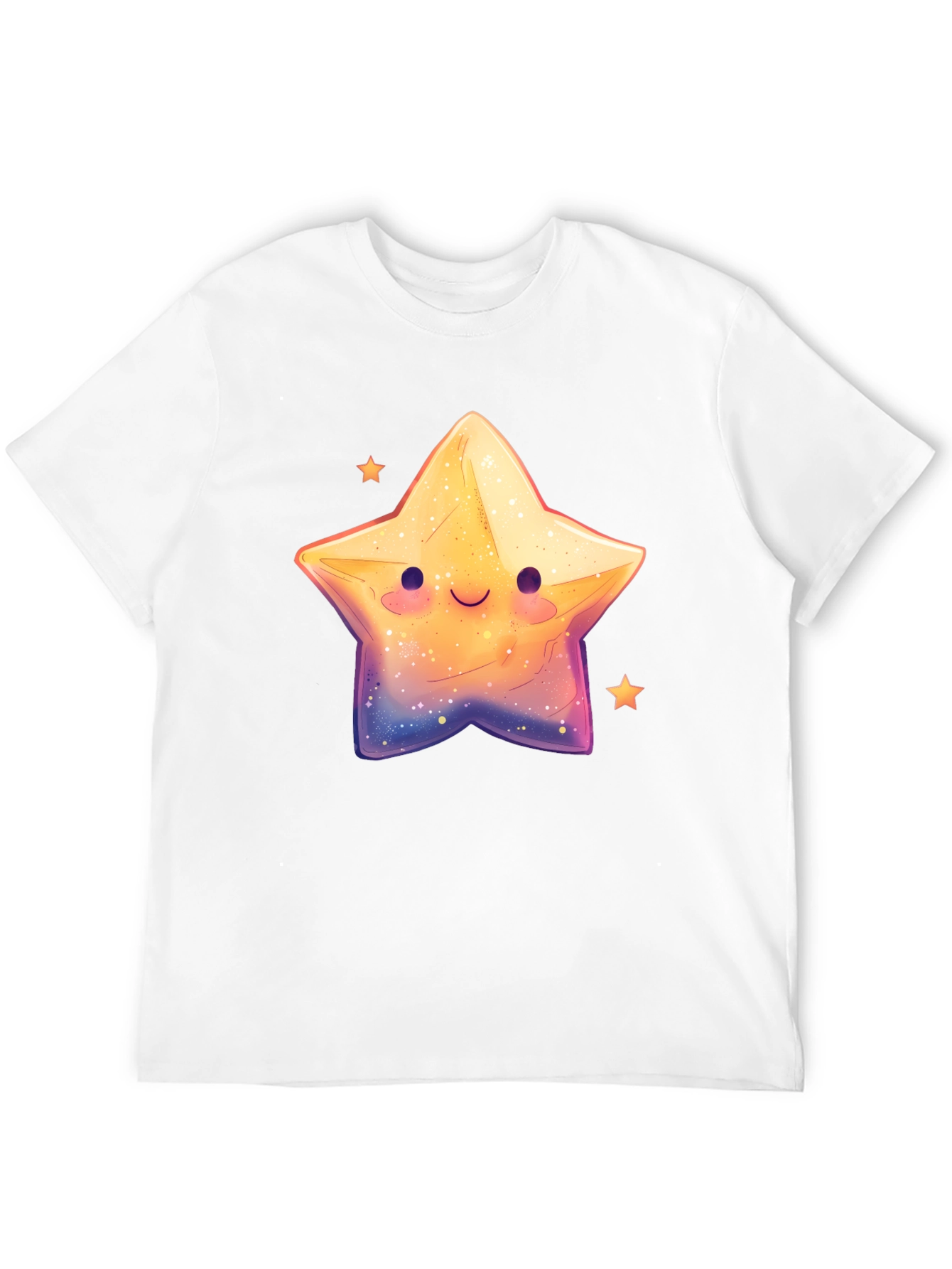 Cute Smiling Star Graphic Tee - Black