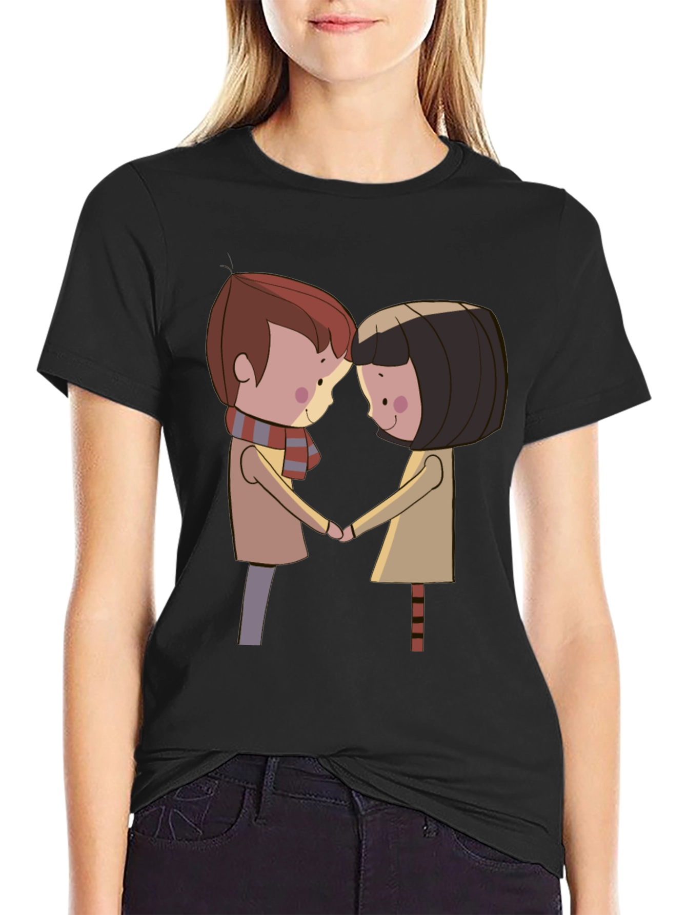 Cartoon Couple Graphic T-Shirt