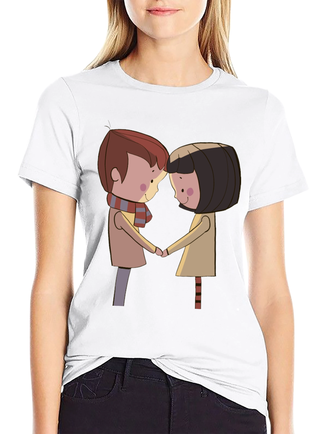 Cartoon Couple Graphic T-Shirt