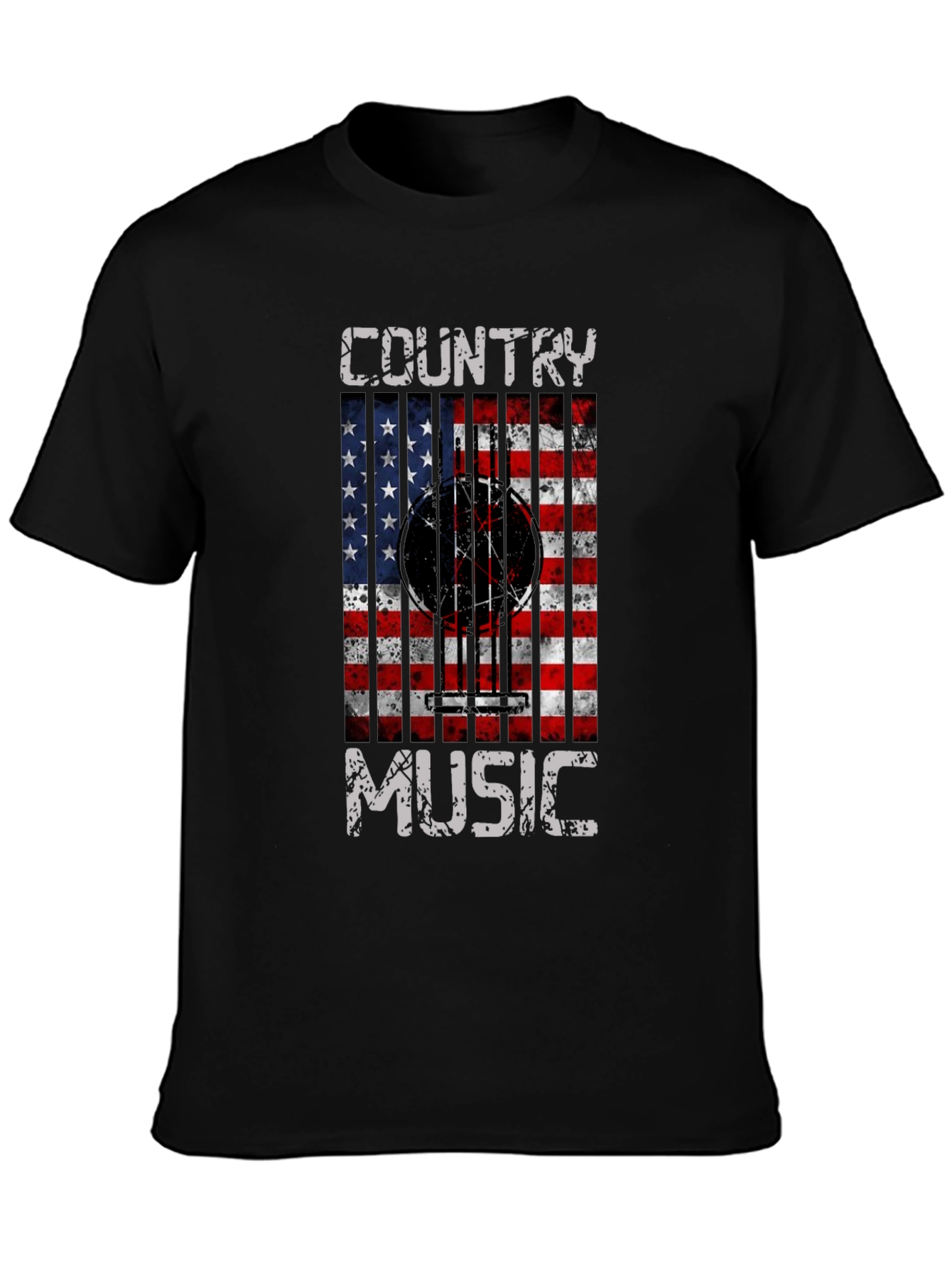 Country Music Guitar USA Flag T-Shirt