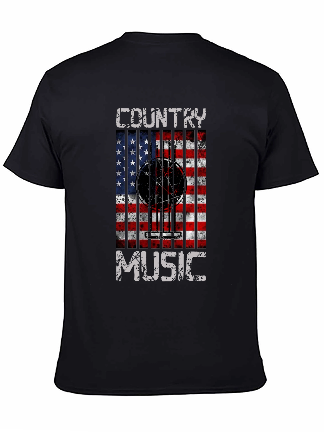 Country Music Guitar USA Flag T-Shirt