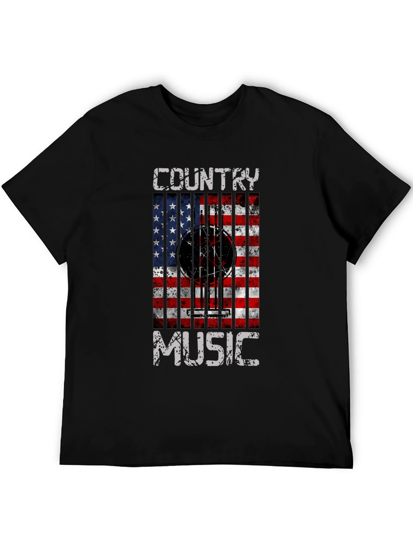 Country Music Guitar USA Flag T-Shirt