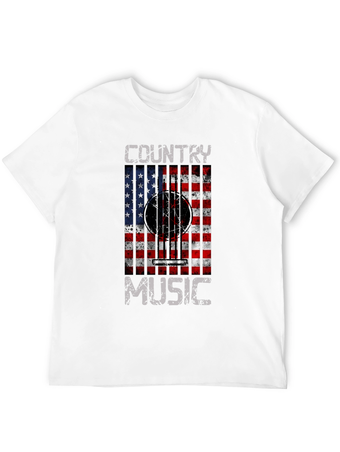 Country Music Guitar USA Flag T-Shirt
