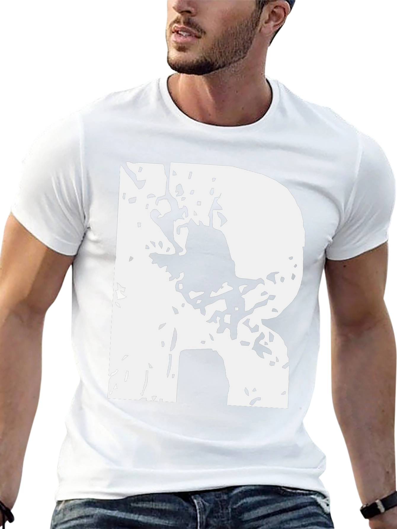 Abstract R Graphic Tee - Black Cotton Blend