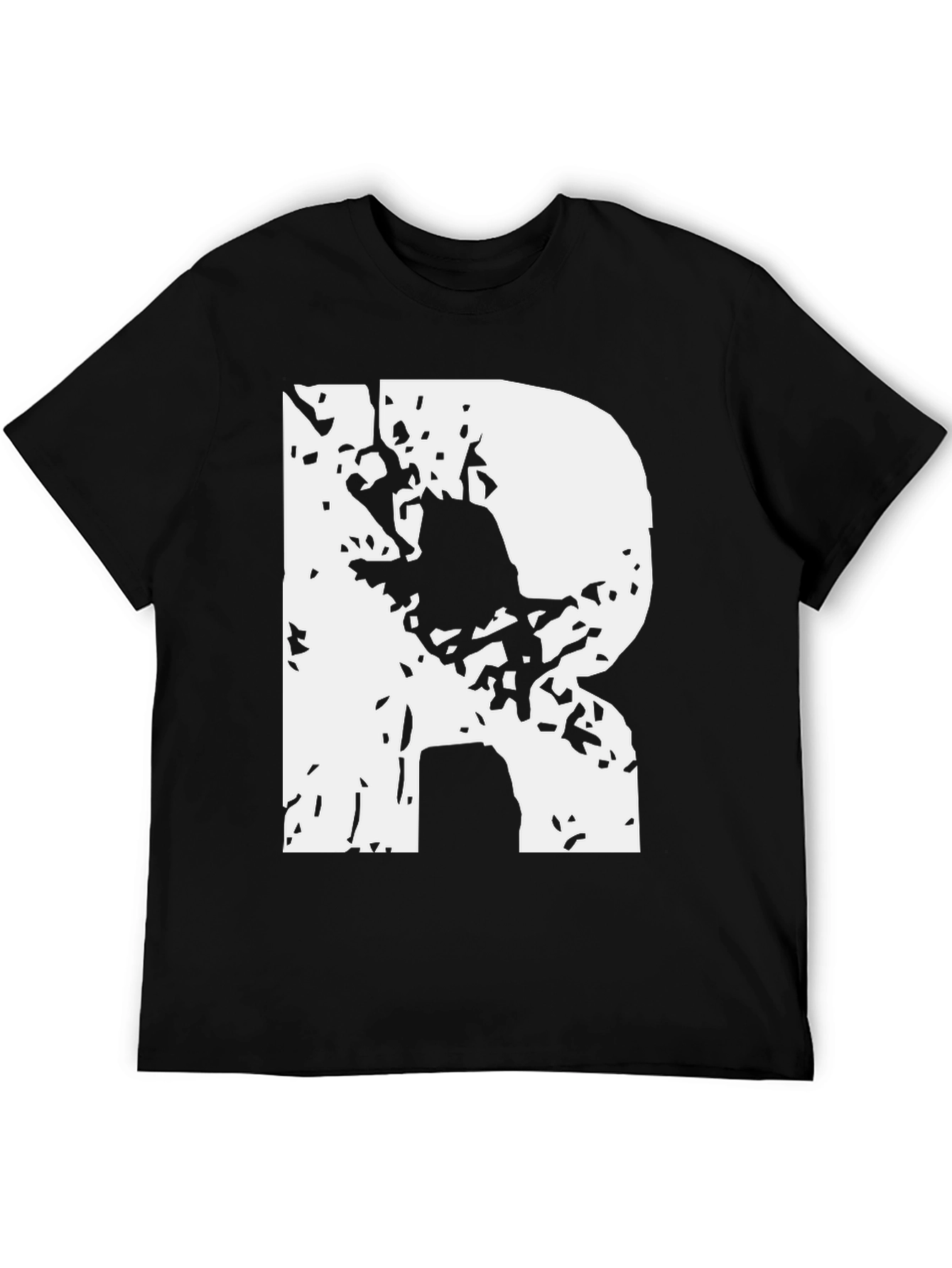 Abstract R Graphic Tee - Black Cotton Blend