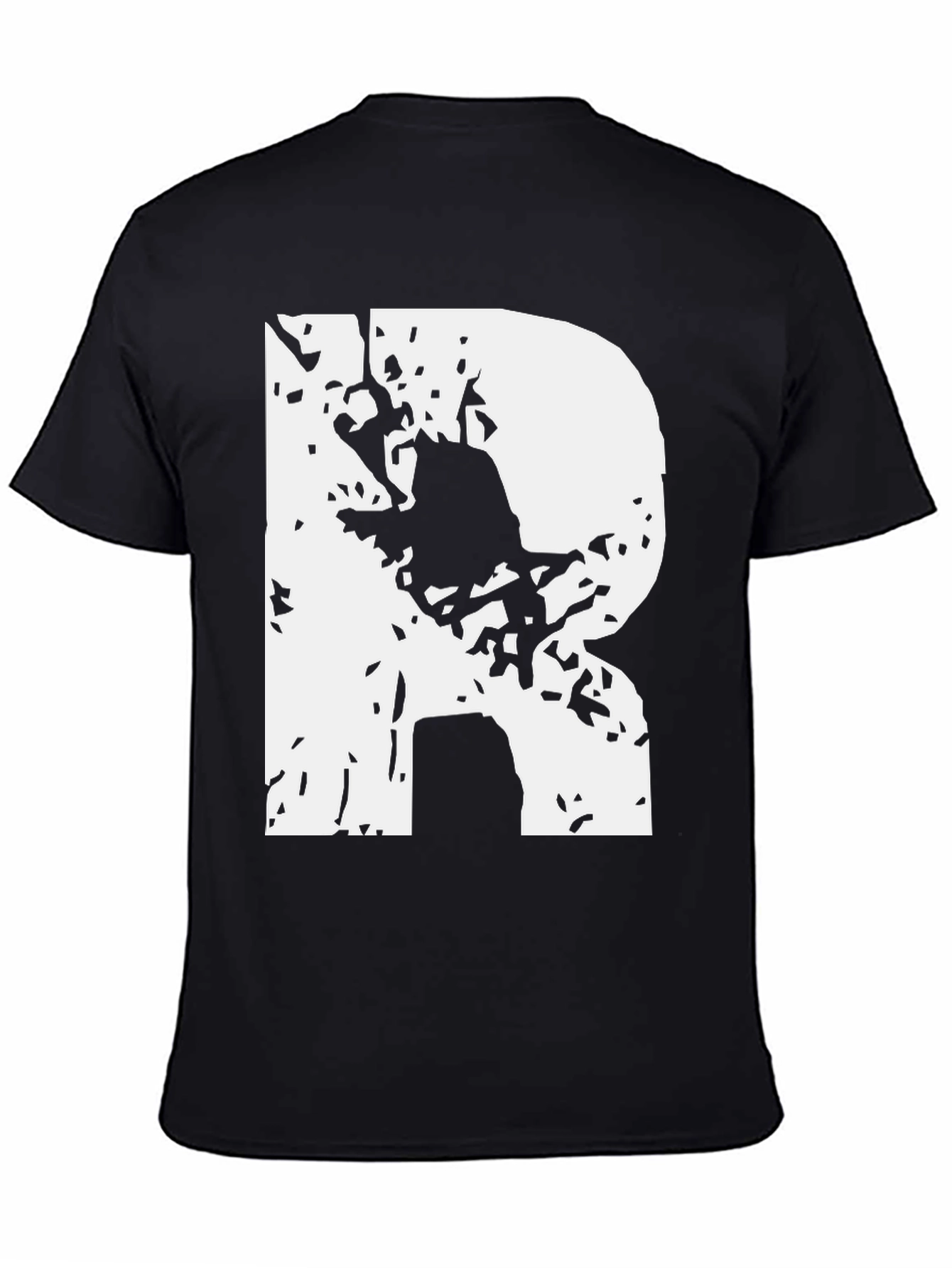 Abstract R Graphic Tee - Black Cotton Blend