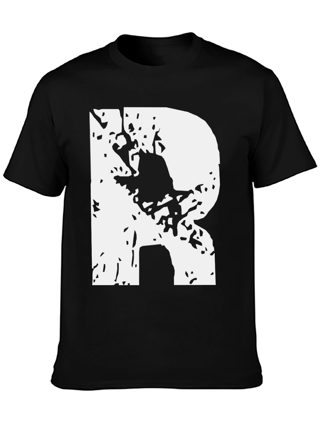 Abstract R Graphic Tee - Black Cotton Blend