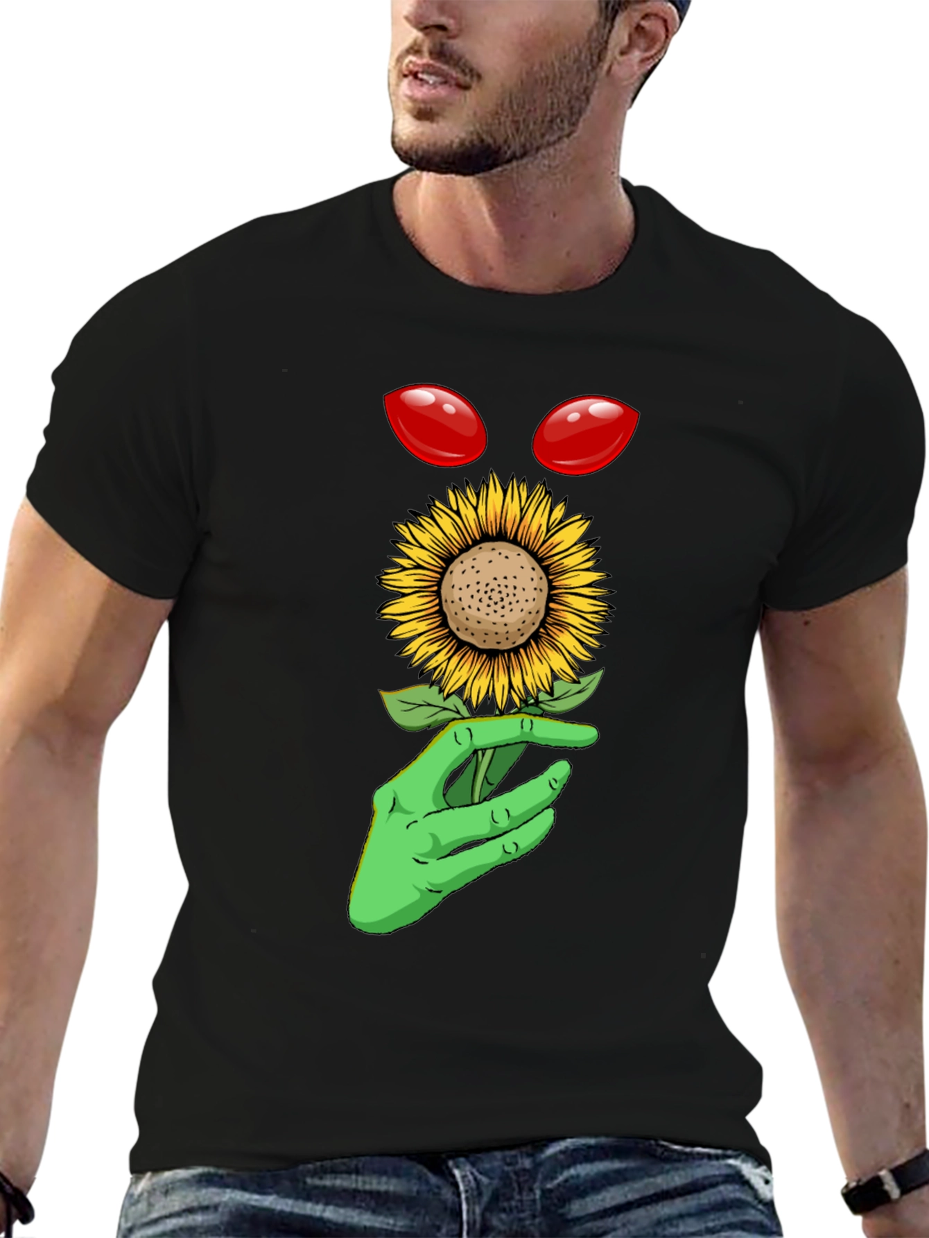 Alien Sunflower Graphic T-Shirt
