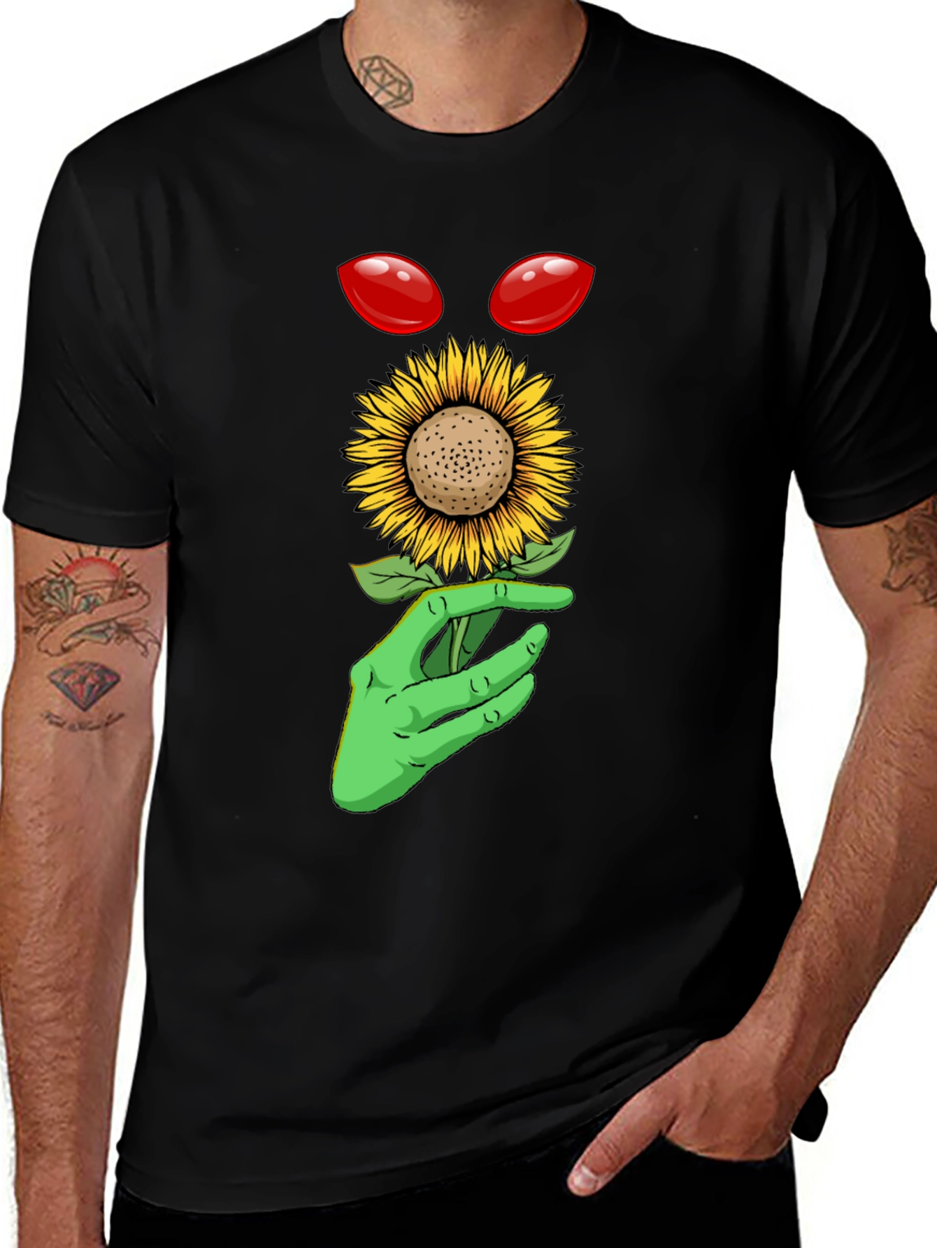 Alien Sunflower Graphic T-Shirt